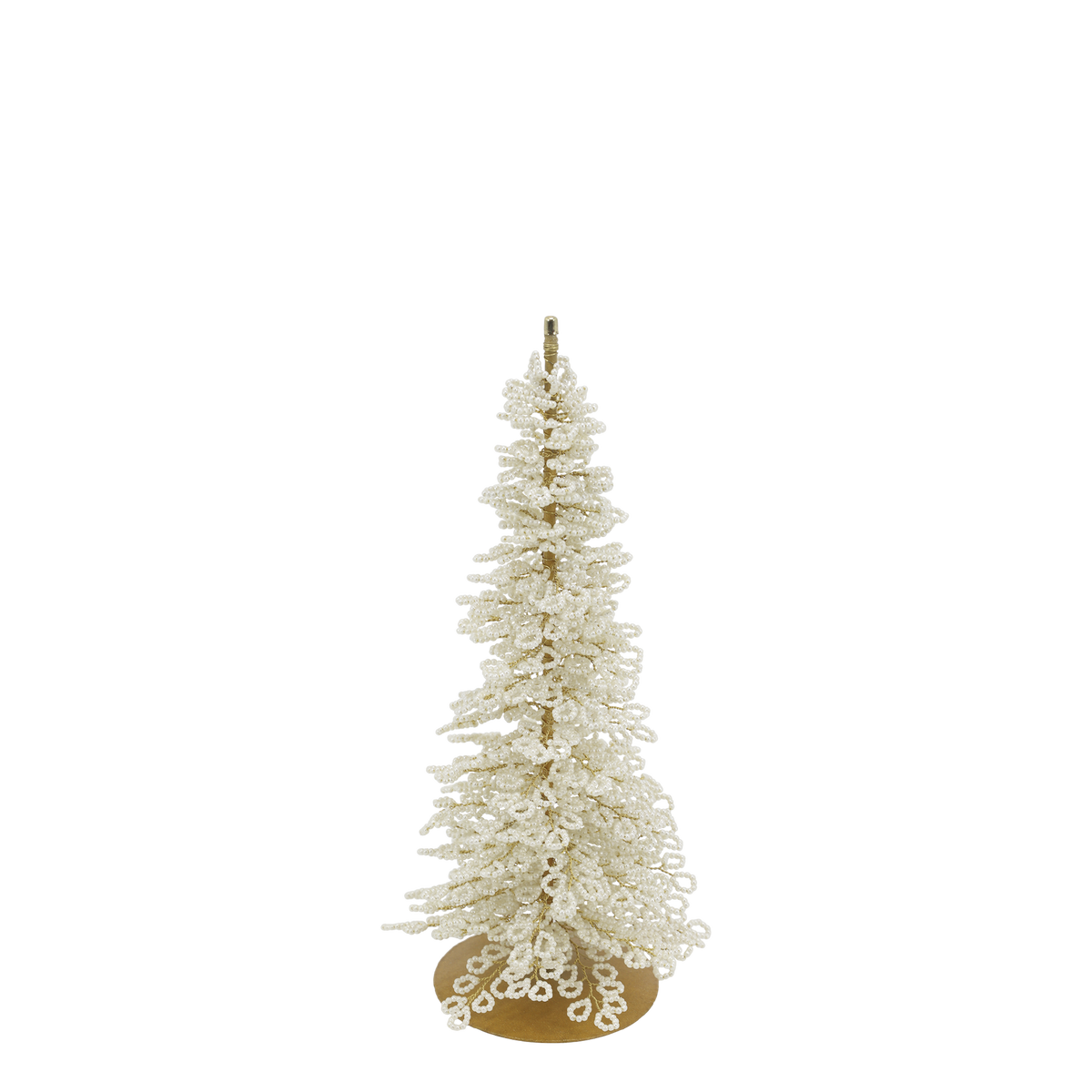 Weihnachtsbaum mit Perlen, creme, 24 cm hoch