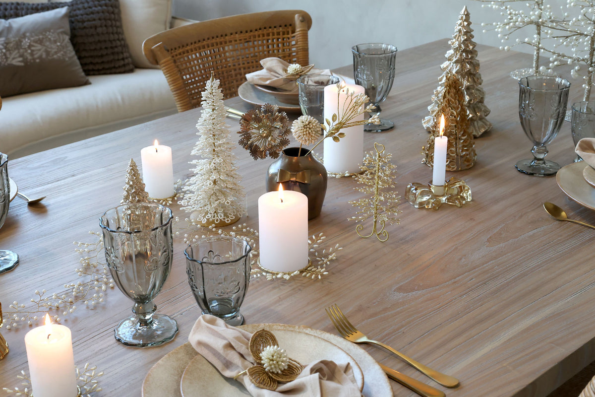 Weihnachtsbaum mit Perlen, creme, 24 cm hoch