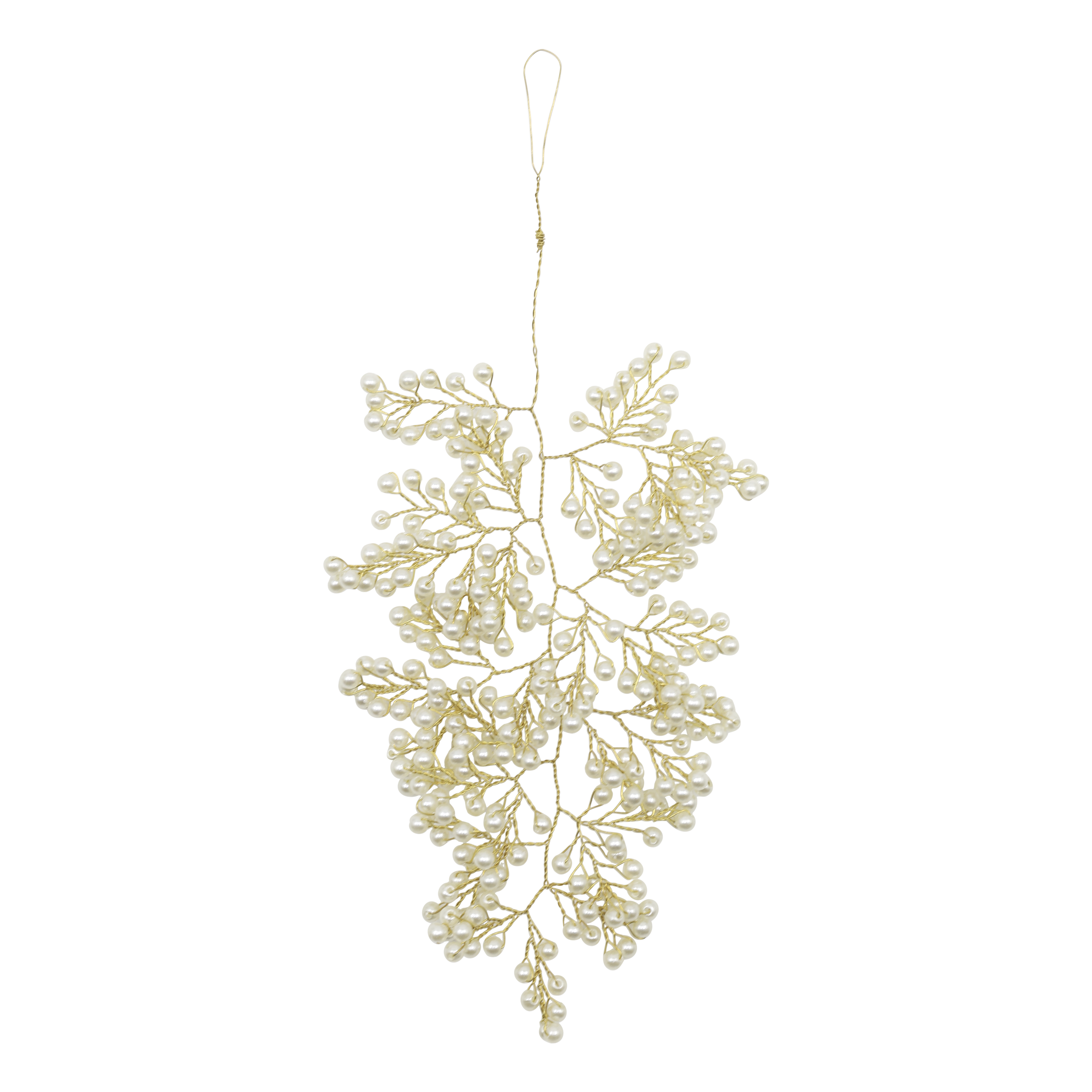 Dekoration mit Perlen – 15 cm hoch, creme