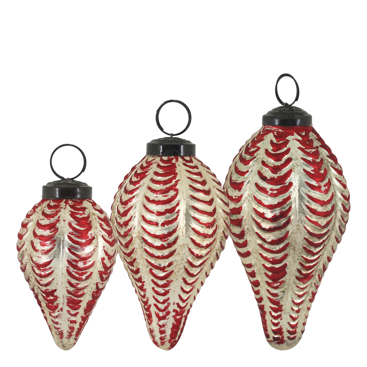 Weihnachtskugeln Set aus Glas, Eisen und Jute – 3 Kugeln
