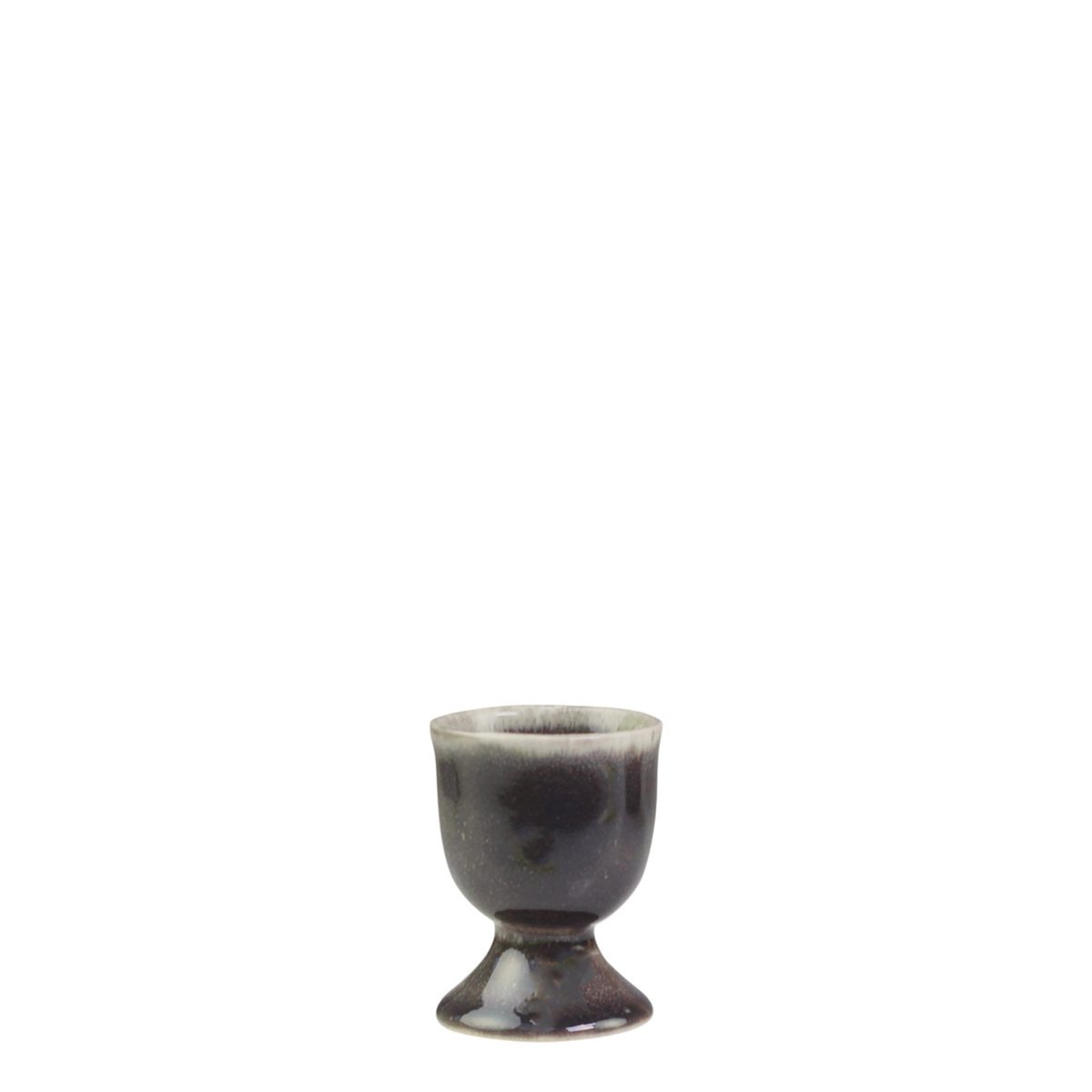 Eierbecher schwarz aus Steingut, 6,5 cm hoch