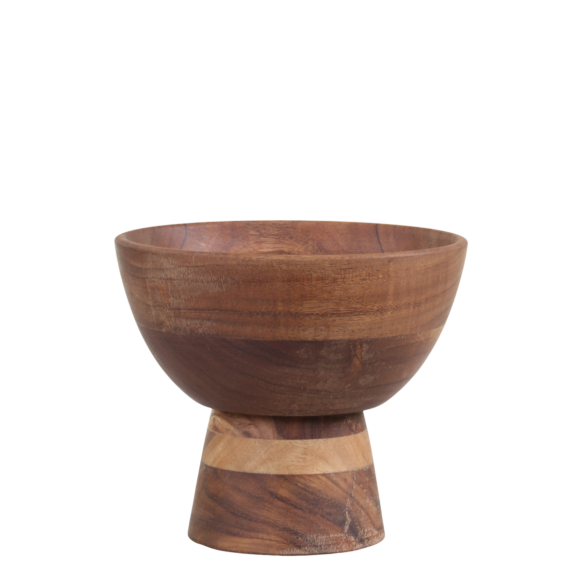 Schale mit Fuß aus Akazienholz, 18 cm Durchmesser