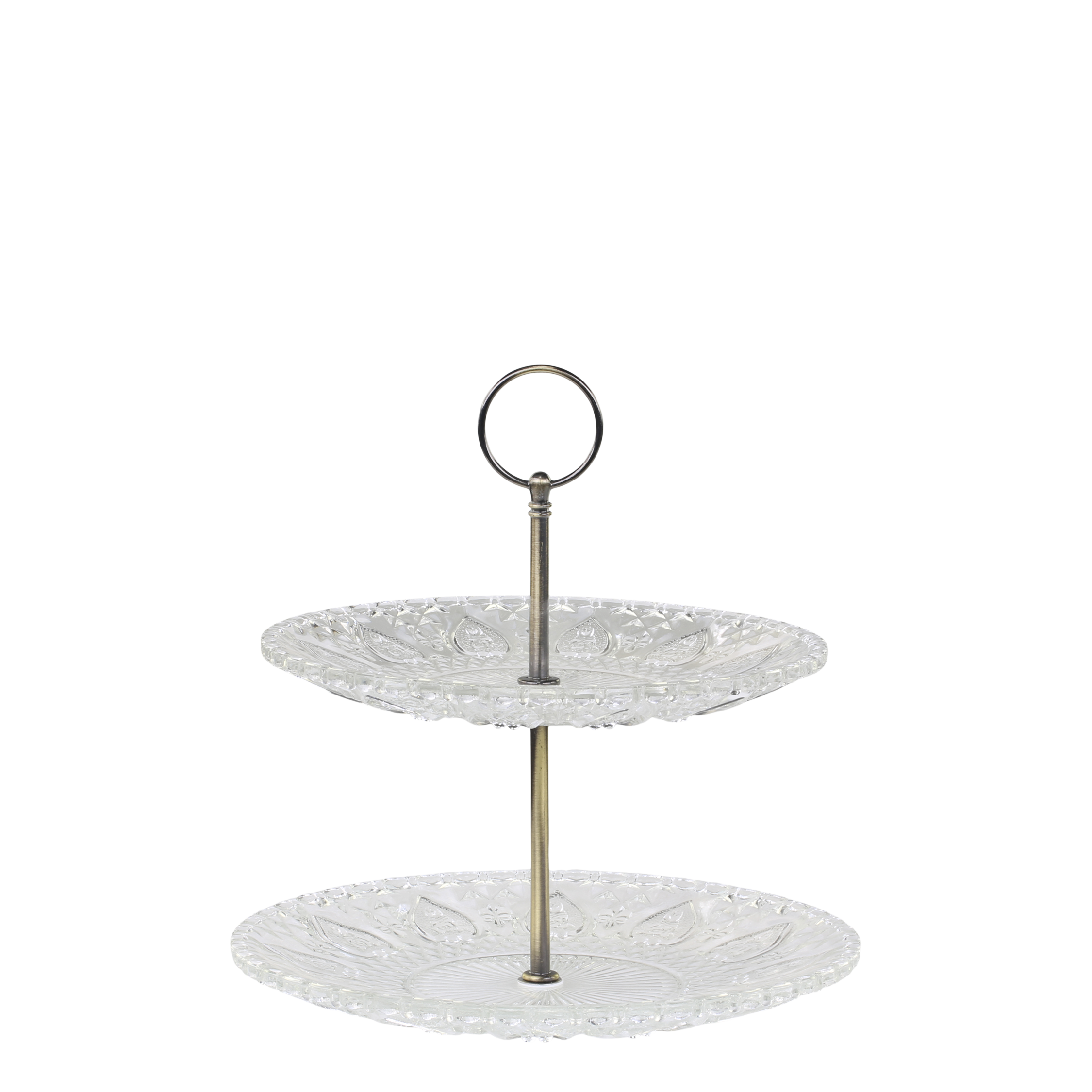 Etagere w. 2 glass trays H24/D22 cm clear