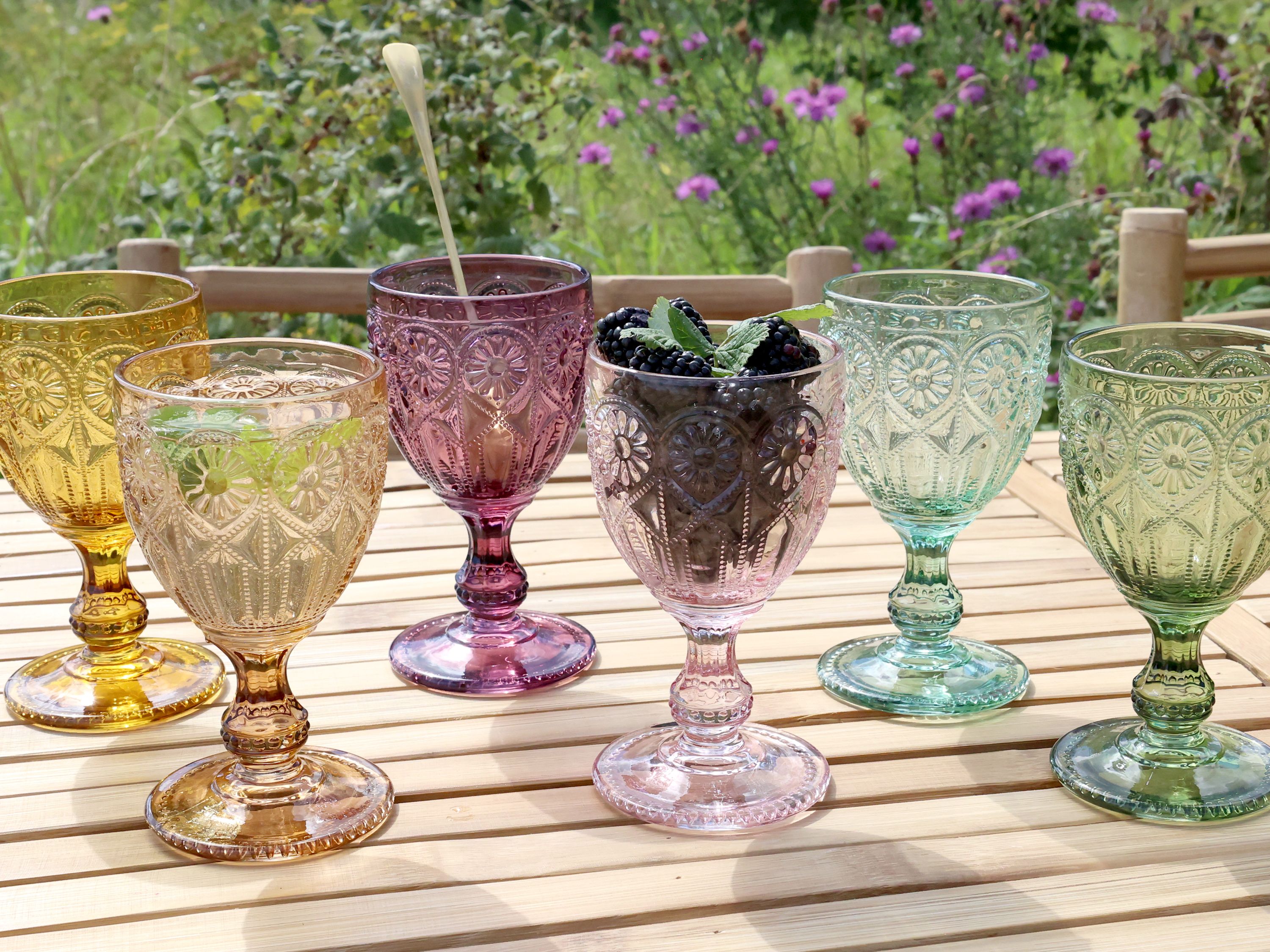 Saint-Émilion Glasbecher mit Muster, 250 ml, 15 cm hoch