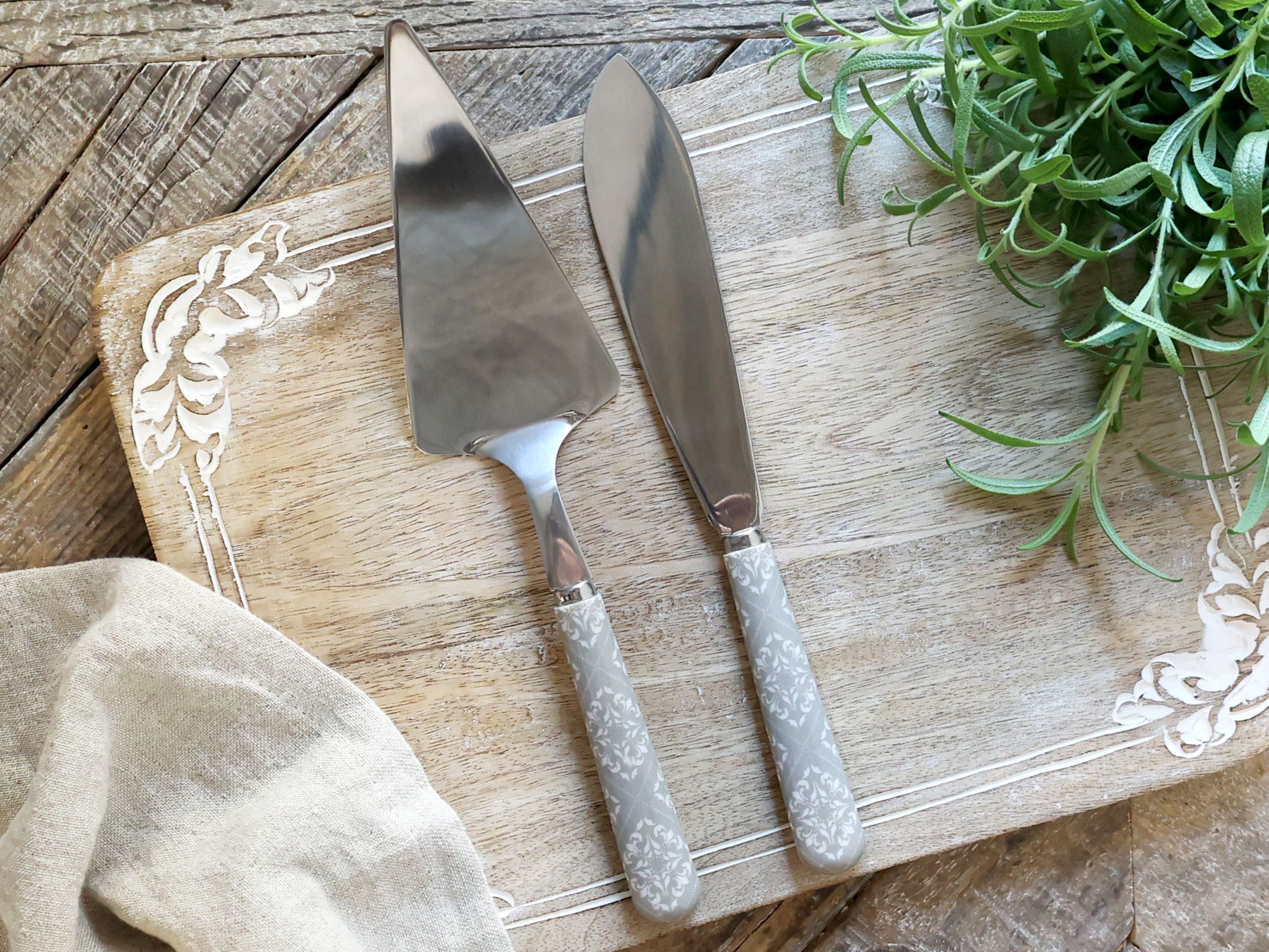 Besteck-Set: Tortenheber & Kuchenmesser 28 cm Grau