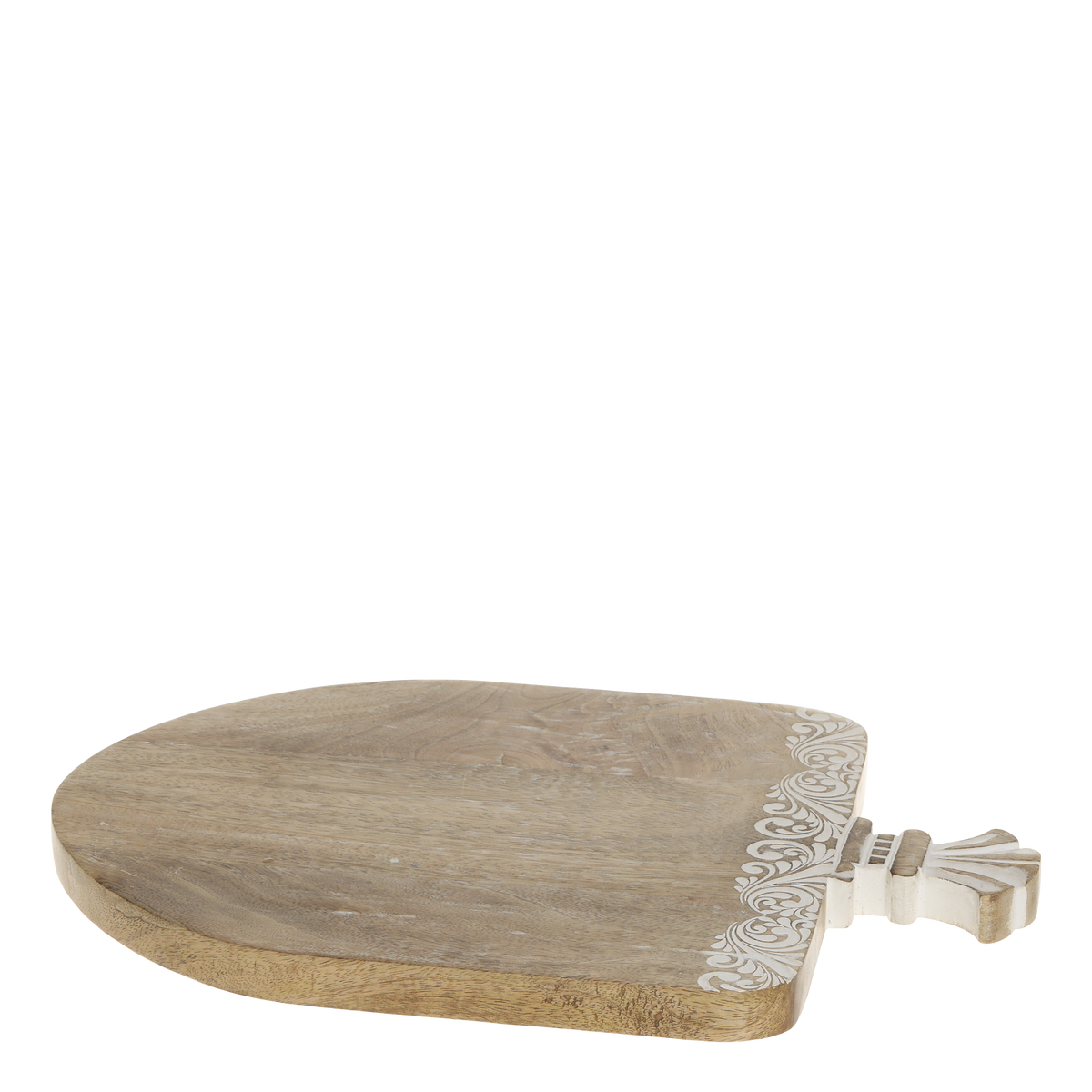 Tapasbrett aus Mangoholz mit Schnitzereien, 38 cm lang