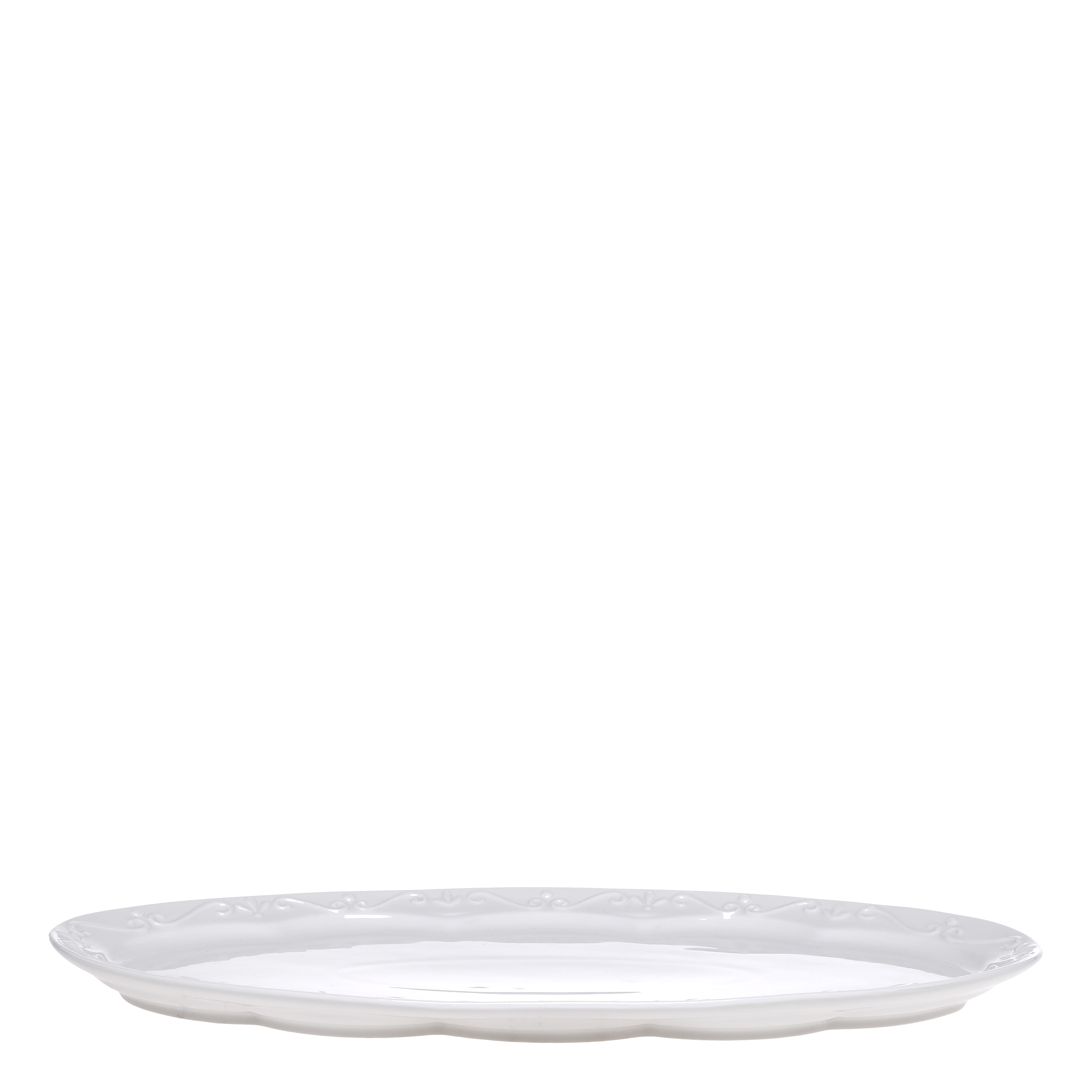 Küche Tablett oval 40 cm lang, Porzellan weiß