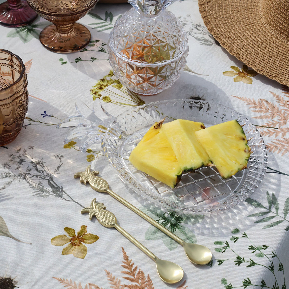 Besteck-Löffel mit Ananas aus Messing, 14 cm