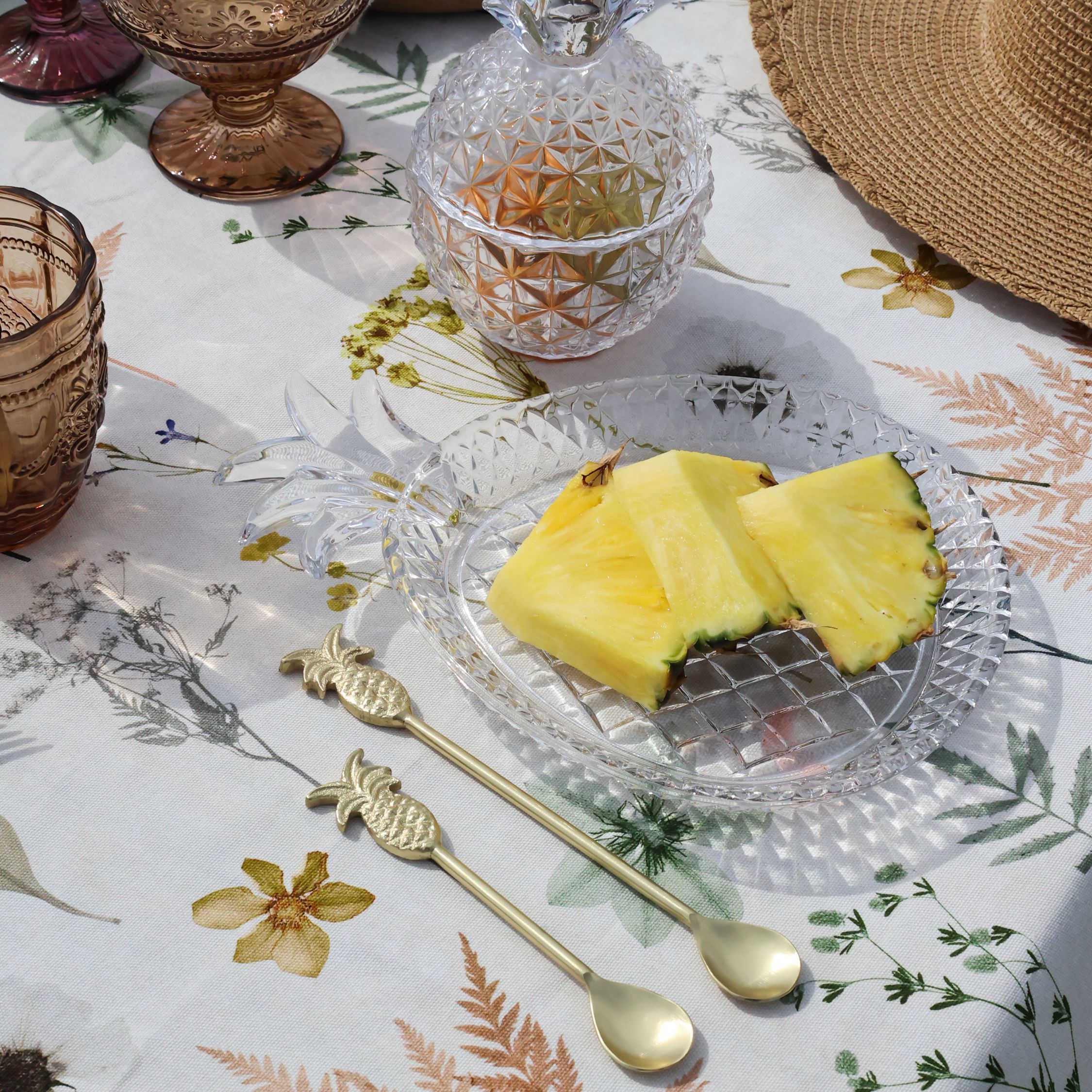 Besteck-Löffel mit Ananas aus Messing, 19 cm
