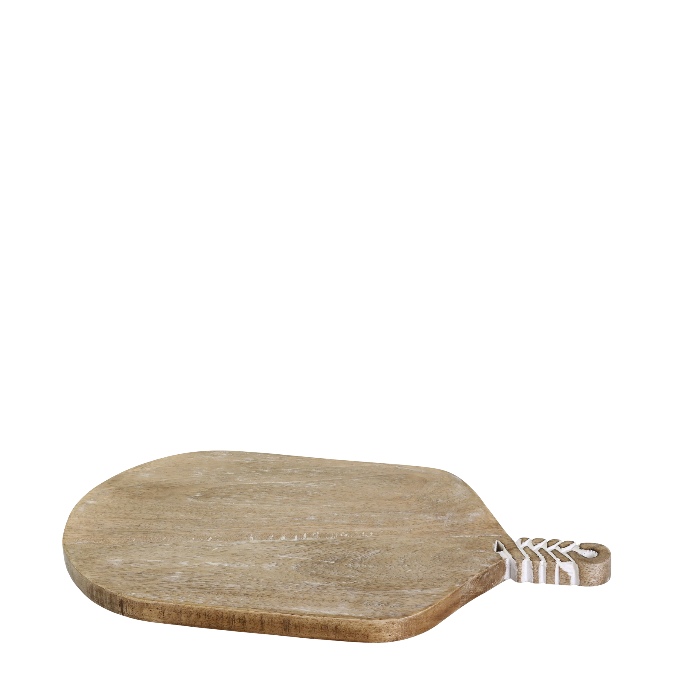Tapasbrett aus Mangoholz mit Schnitzereien, 46 cm lang