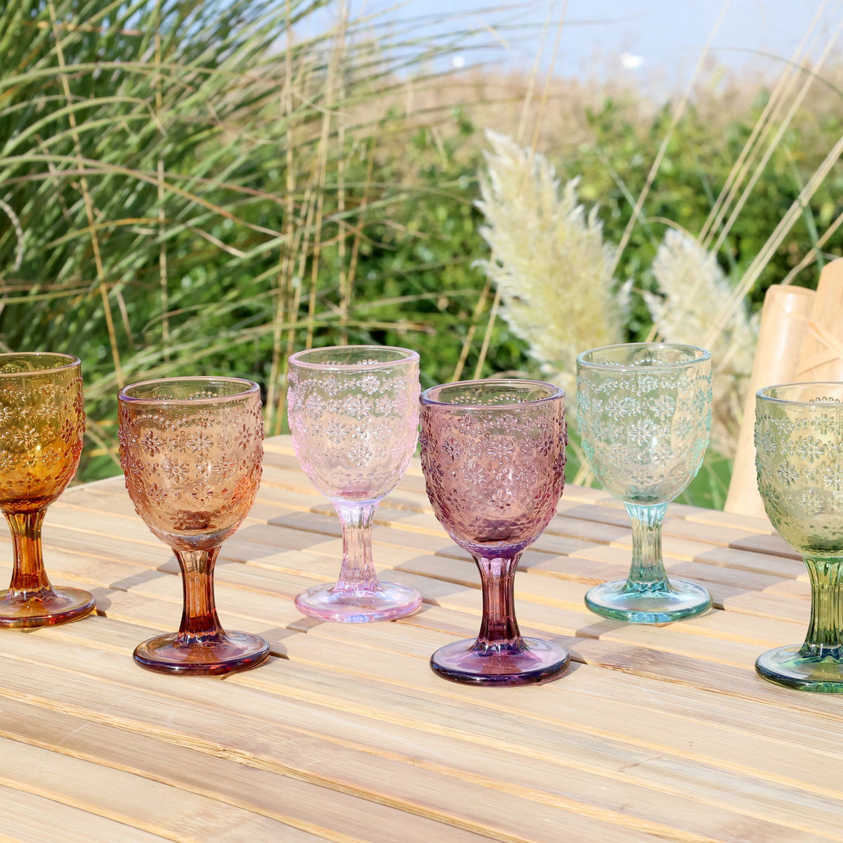 Windlicht aus Glas mit Muster, 10,5 cm hoch