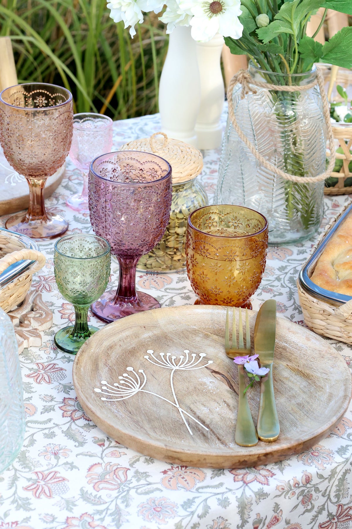 Windlicht aus Glas mit Muster, 10,5 cm hoch