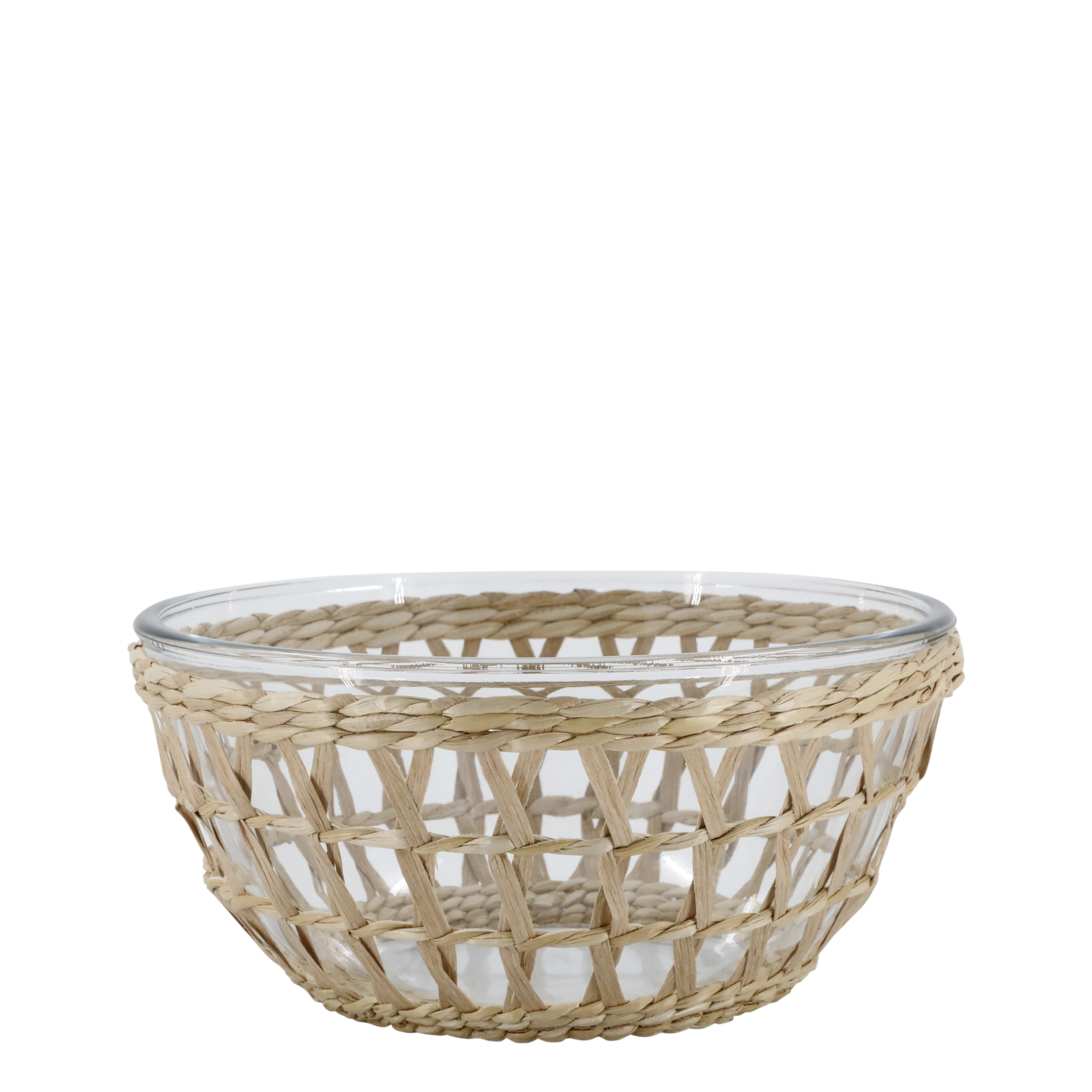 Bowl w. wicker basket H13/D27 cm clear