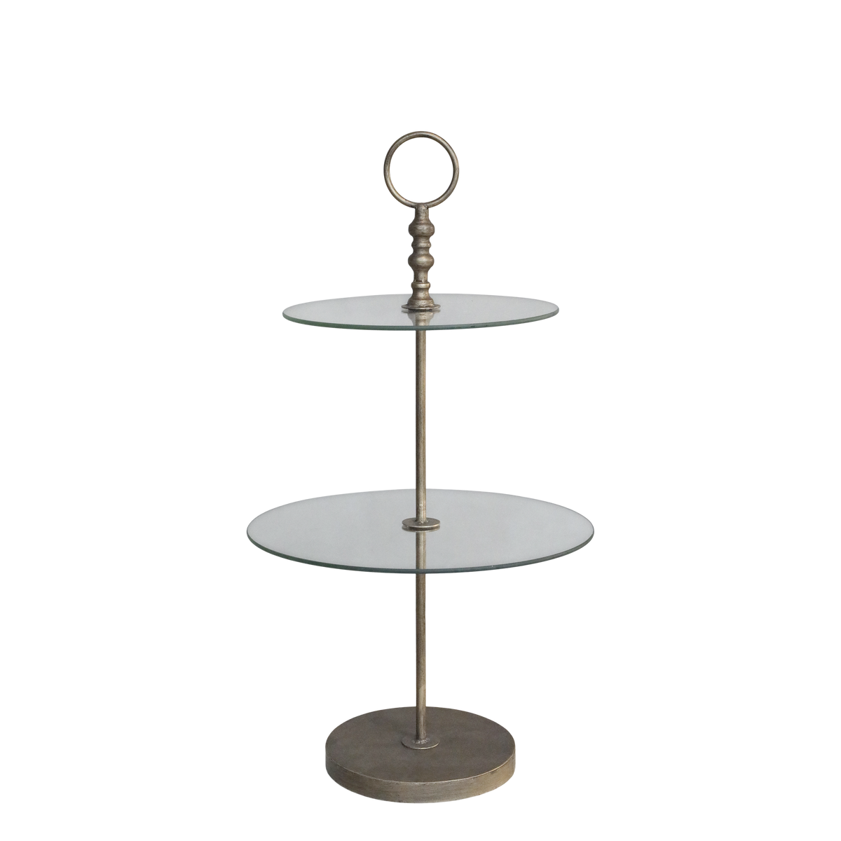 Etagere mit 2 Glasschüsseln, antique messing, 45 cm