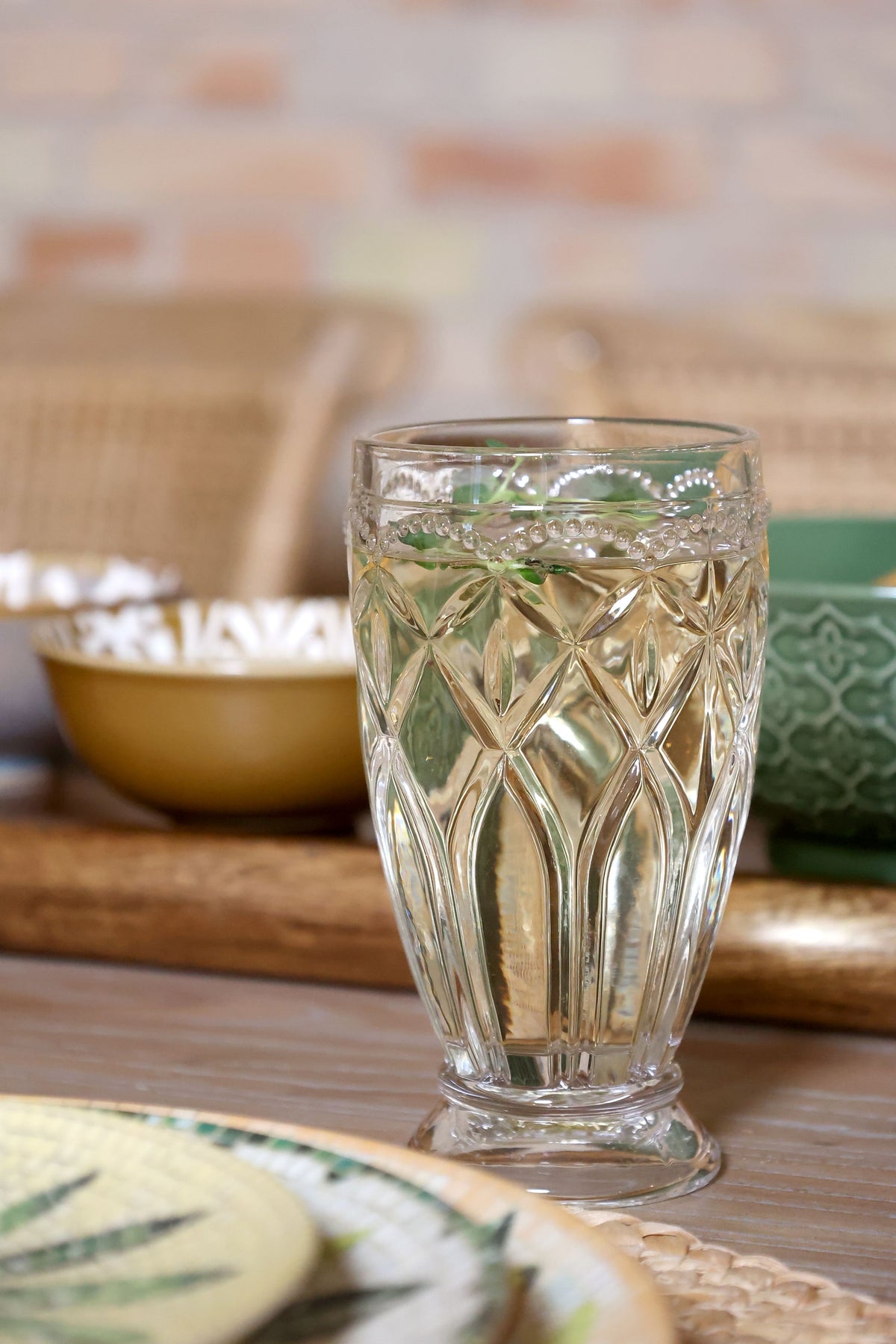 Glas Windlicht Saint-Émilion mit Muster, 15 cm hoch