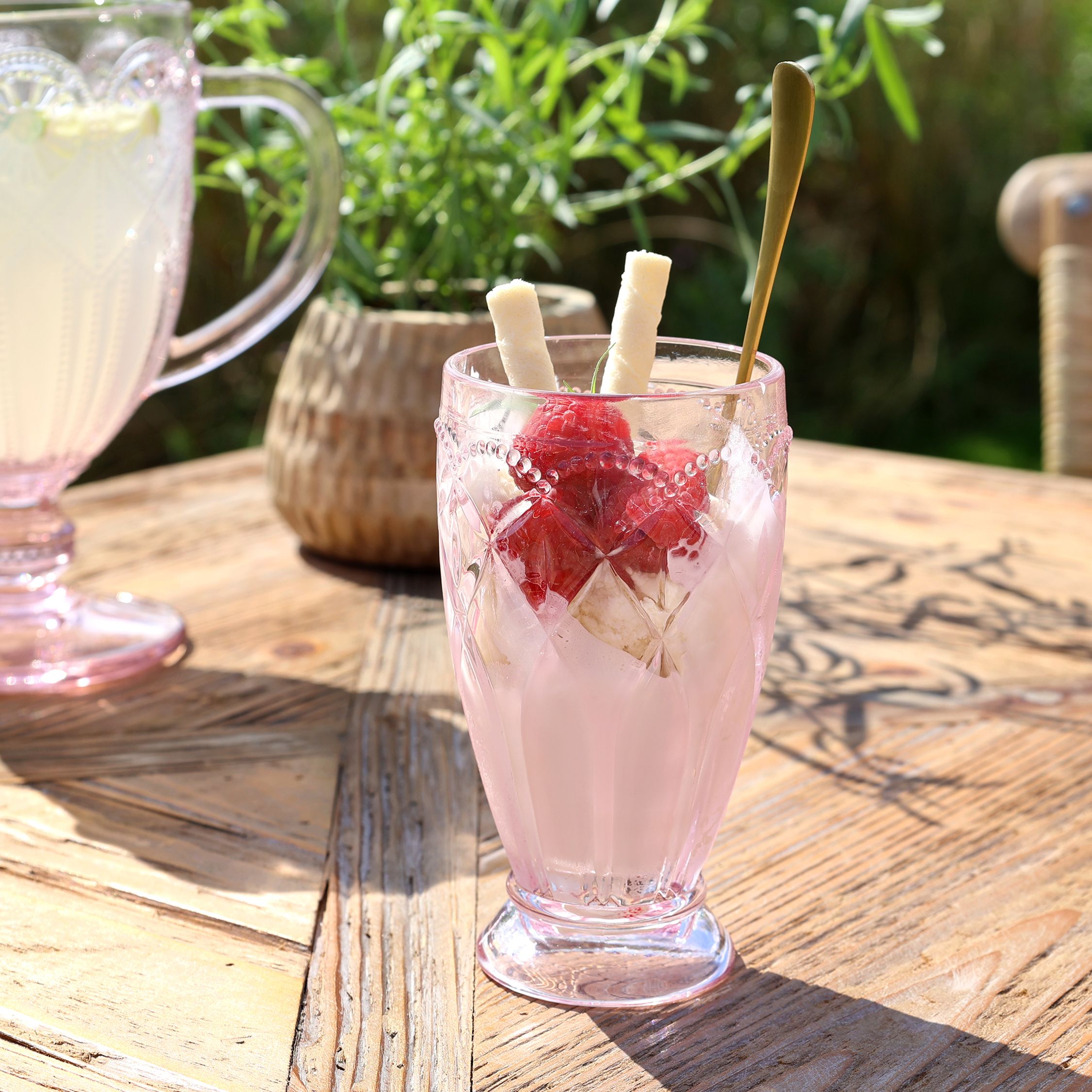 Glas Windlicht Saint-Émilion mit Muster, staubig rosa