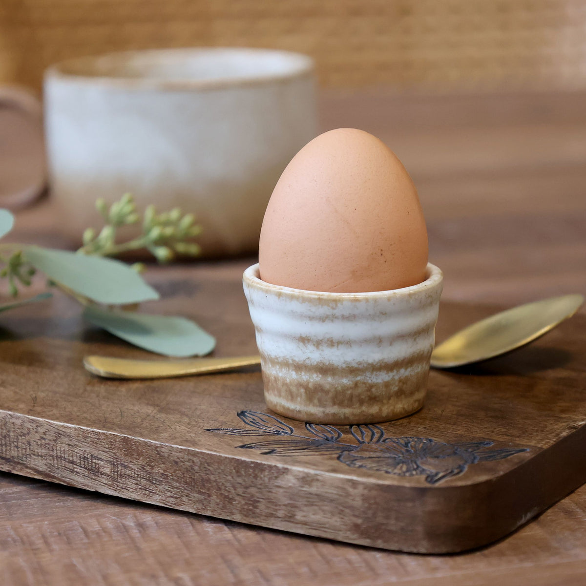 Valence Eierbecher Design Steingut latte 3,5 cm hoch