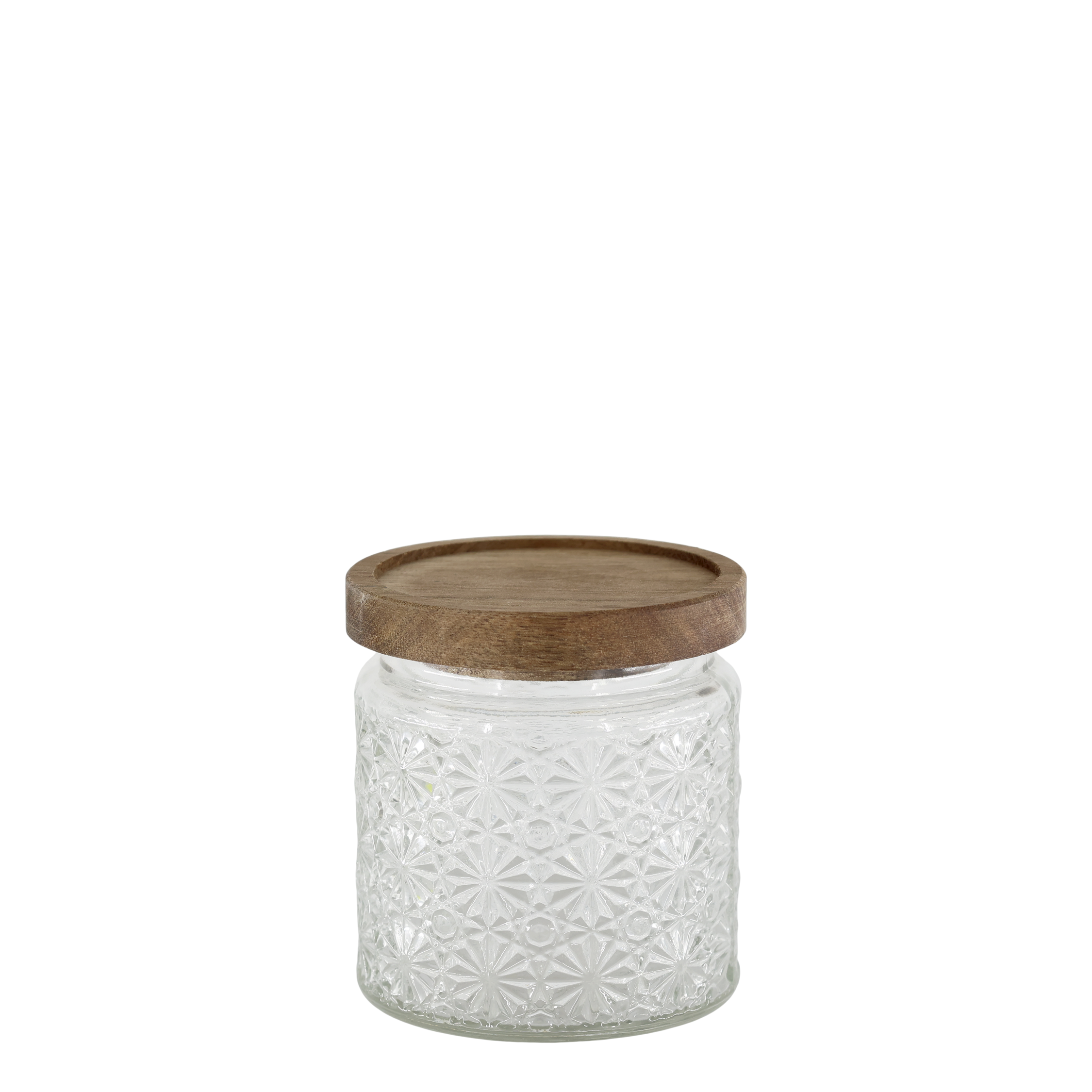 Aufbewahrungsglas mit Blumenmuster, 450 ml, Holz