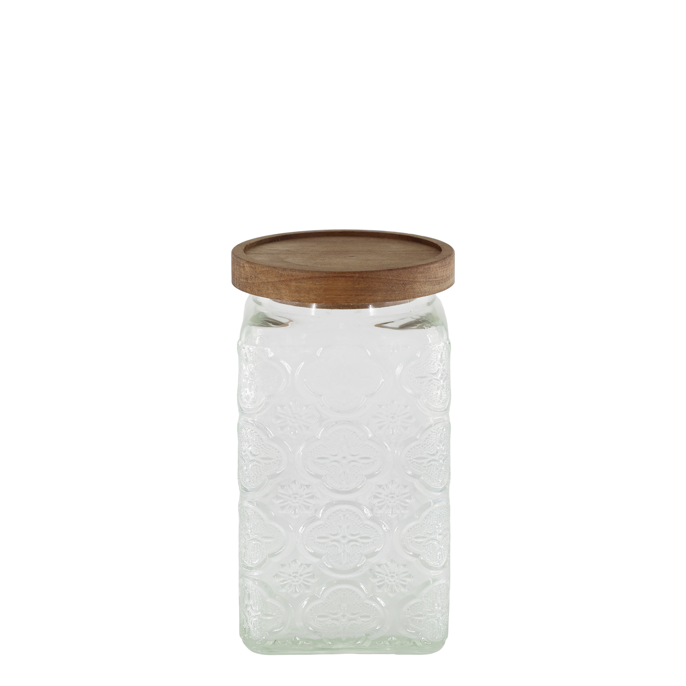 Aufbewahrungsglas mit Blumenmuster, 1000 ml, Holz