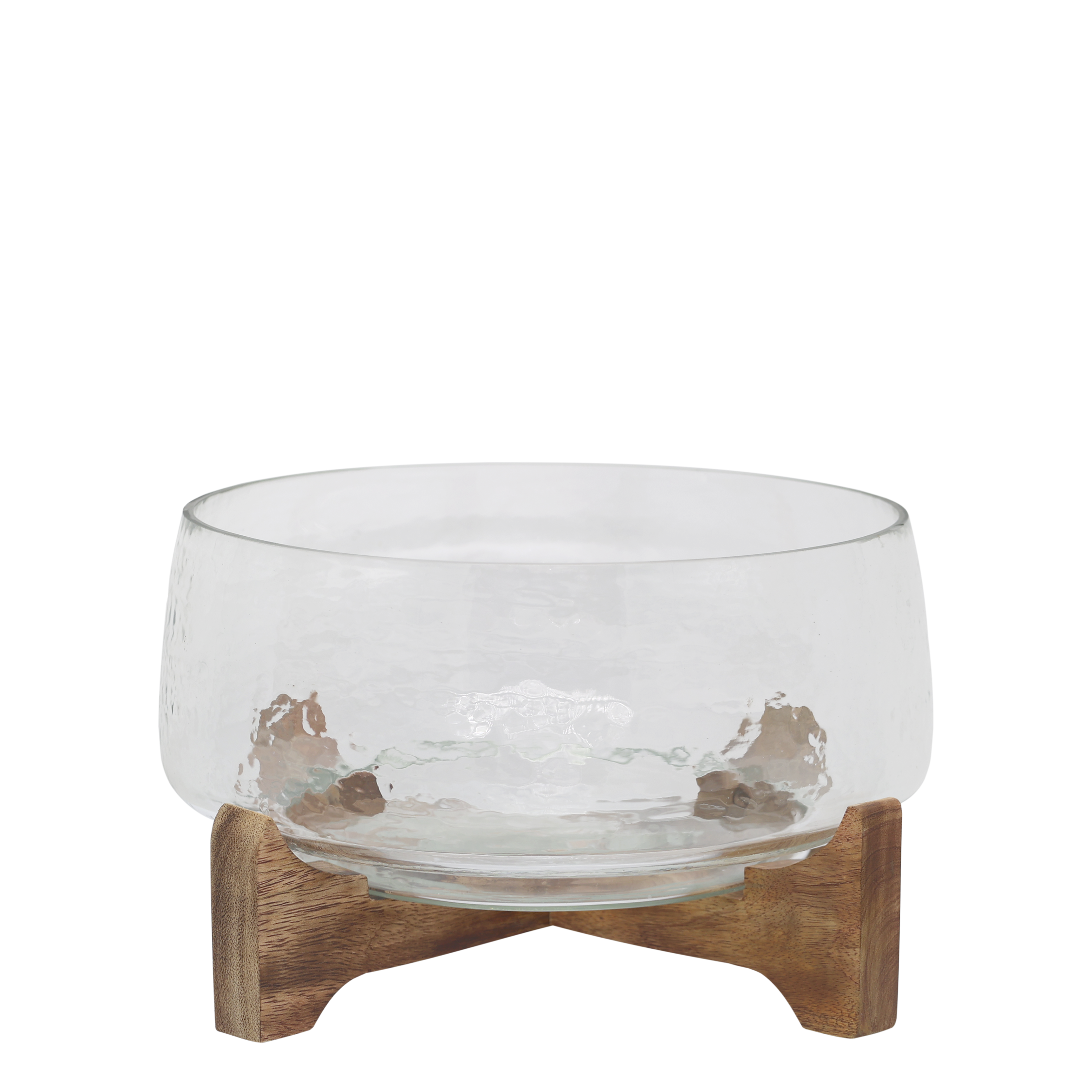 Deko Tablett aus Glas und Mangoholz, 16,5 cm hoch