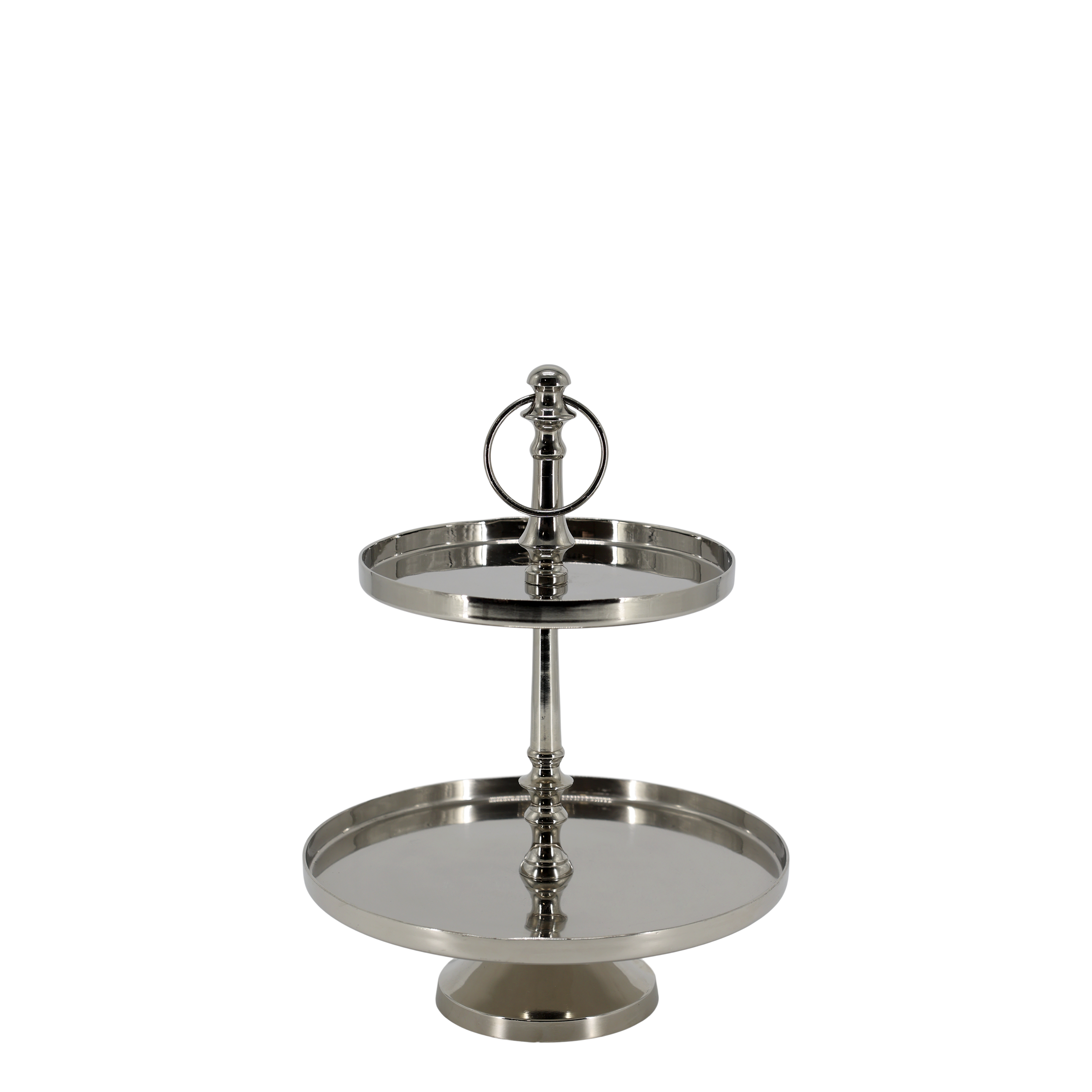 Etagere mit 2 runden Schalen, silber, 35 cm hoch