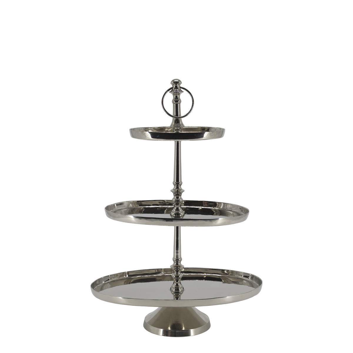 Etagere mit 3 ovalen Schalen, silber, 52 cm hoch