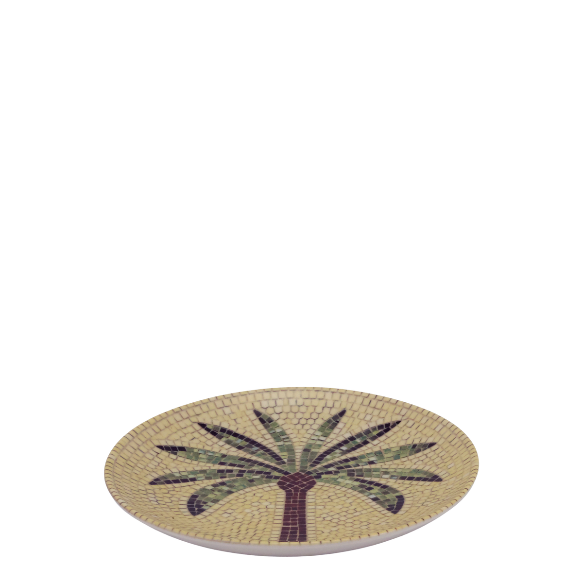 Deko Tablett aus Steingut mit Palmenmosaik, 16 cm