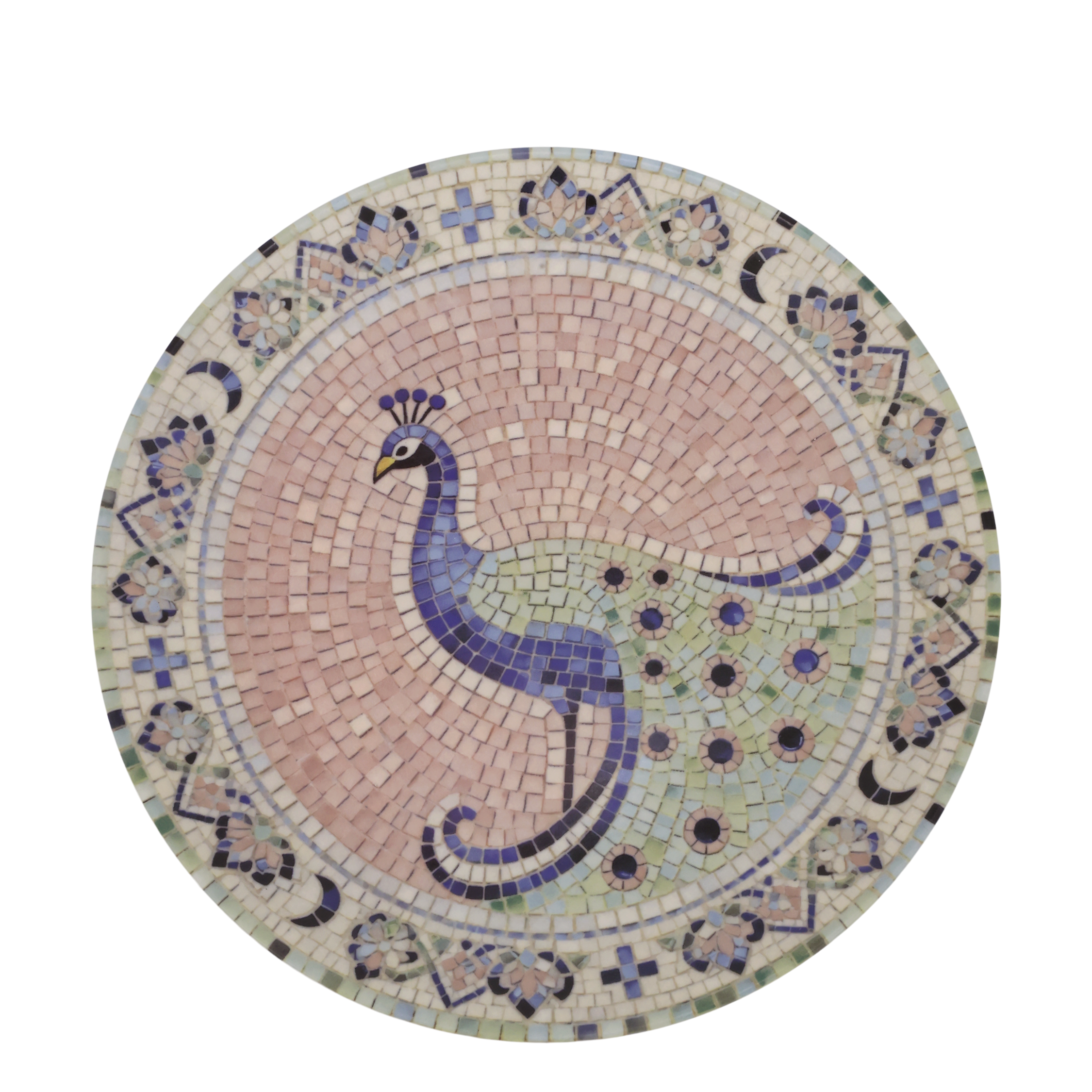 Mosaik Tablett Chartres mit Pfau – Deko Tablett, 21 cm