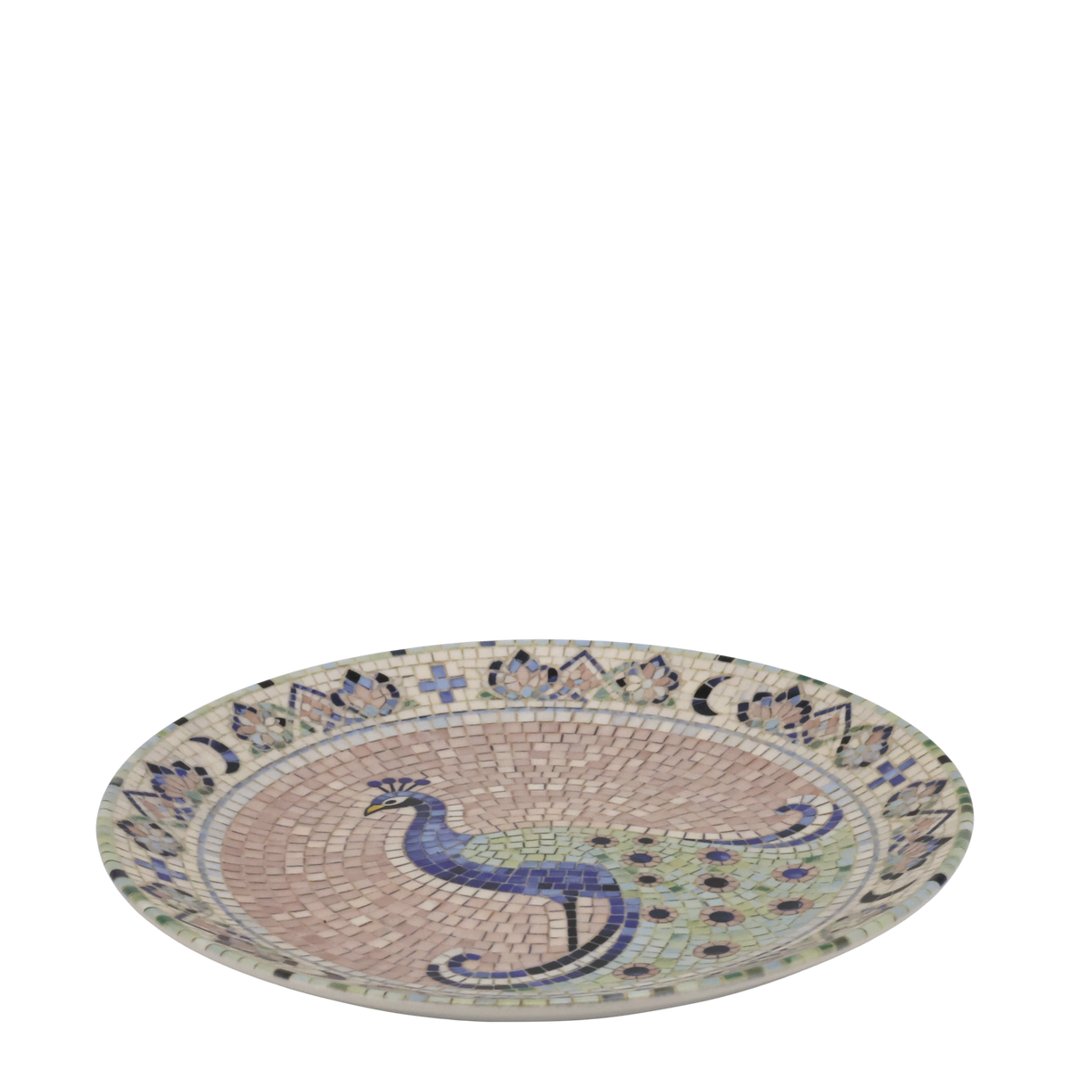 Mosaik Tablett Chartres mit Pfau – Deko Tablett, 21 cm