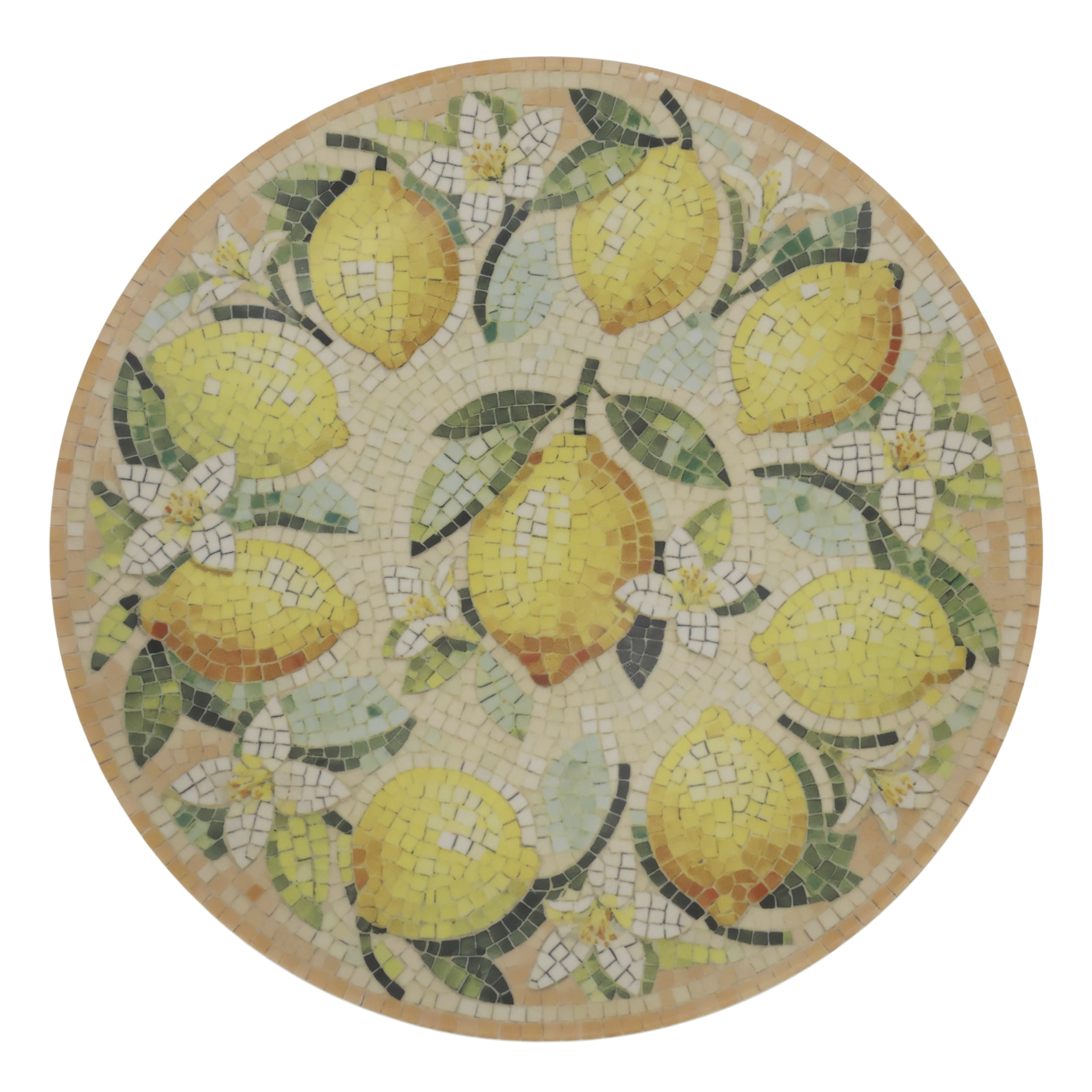 Mosaik Tablett Chartres mit Zitronenmotiv, 26,5 cm