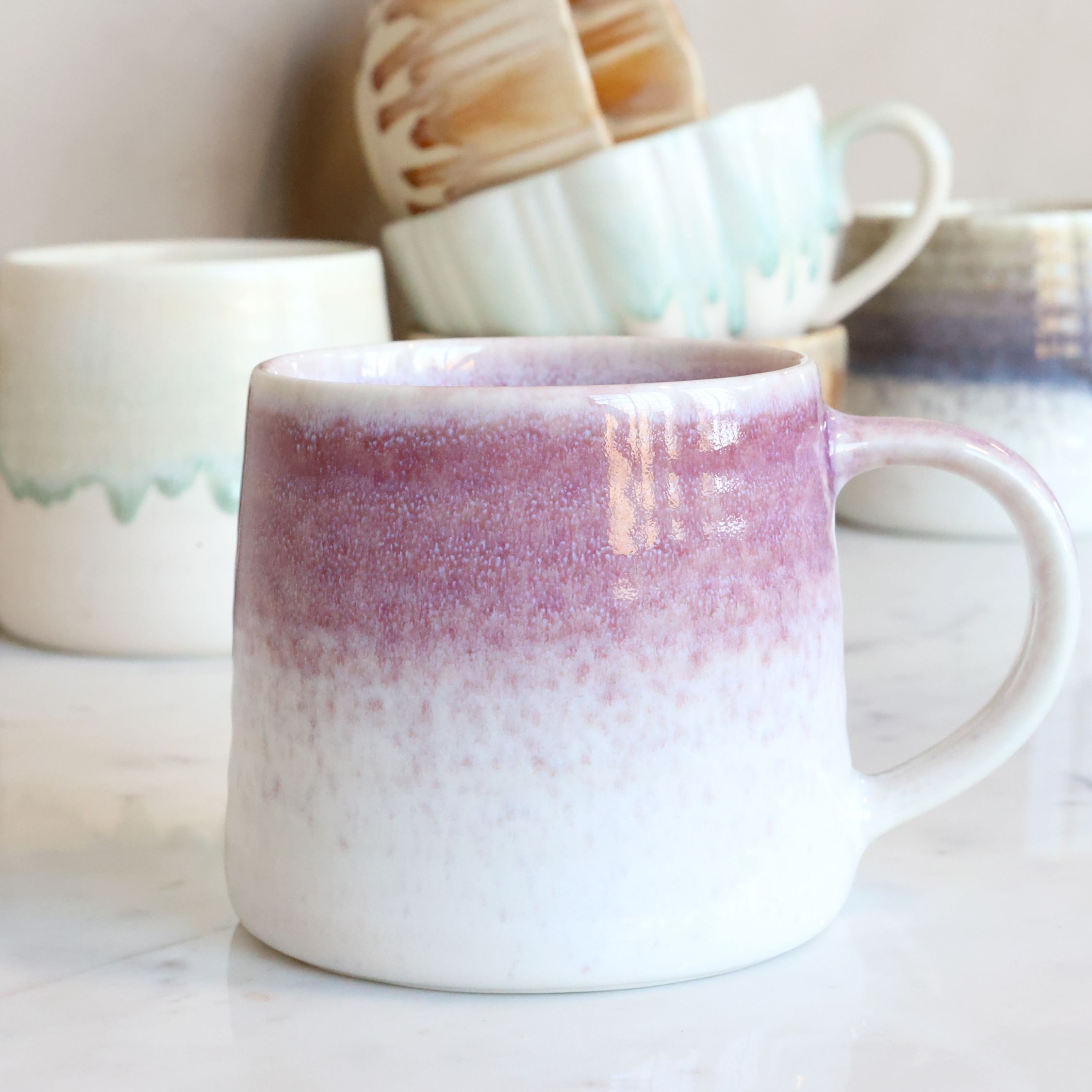 Becher mit Griff Wüstenrose – New Bone China, 8,5 cm hoch