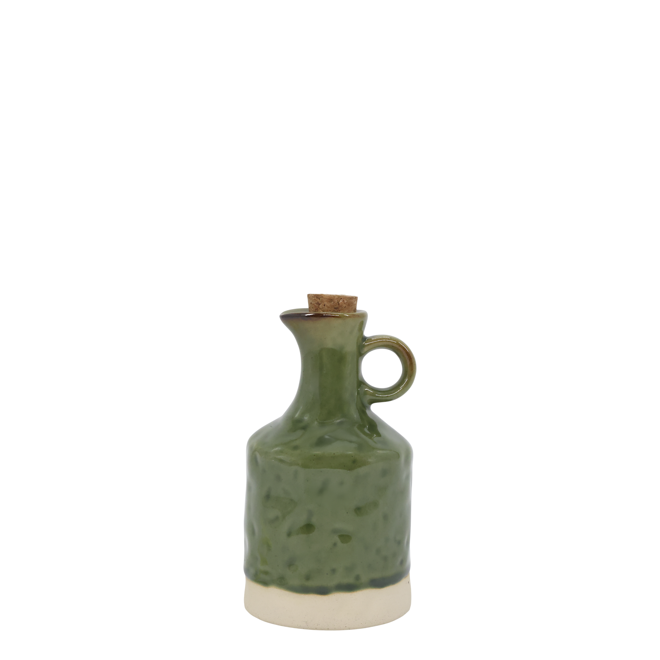 Steingut-Kanne mit Korkstopfen, oliv, 300 ml