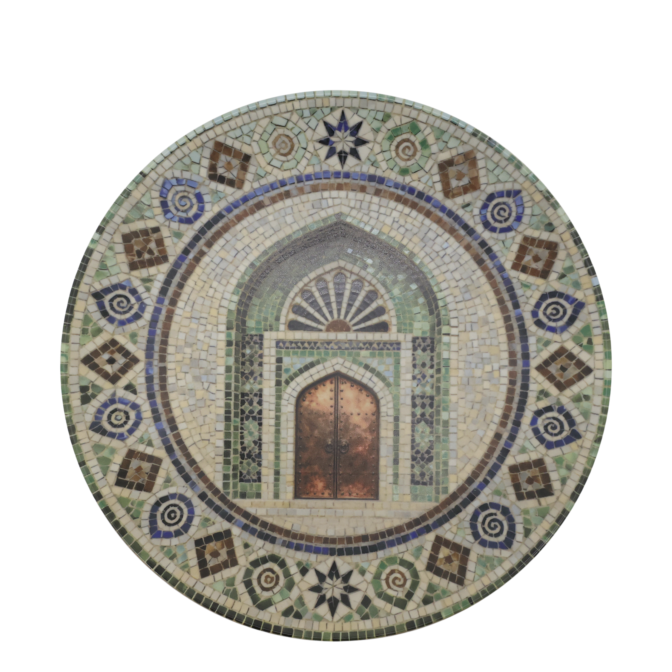 Mosaik Tablett Chartres mit Tür – Steingut, 21 cm