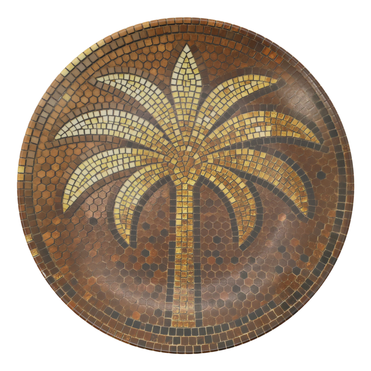 Mosaik Tablett mit Palme, Steingut, 26,5 cm