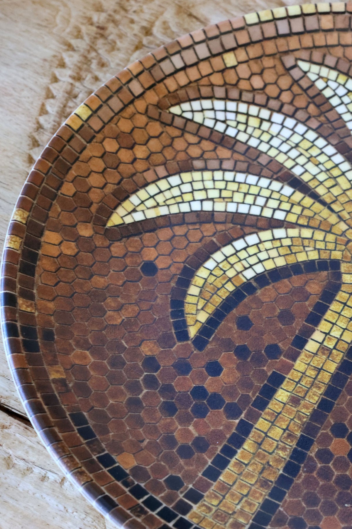 Mosaik Tablett mit Palme, Steingut, 26,5 cm