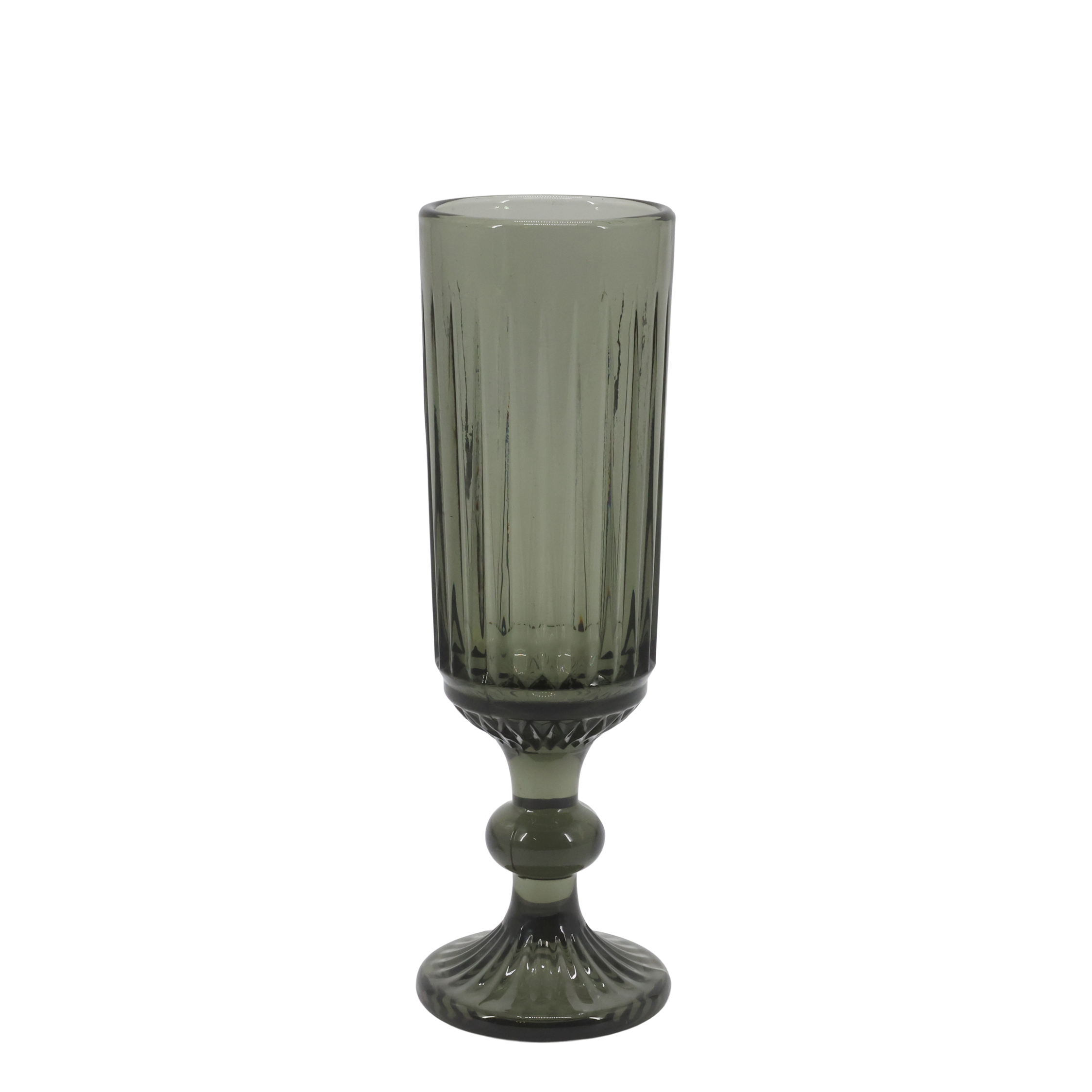 Glasbecher mit Rillen, rauchfarben, 200 ml