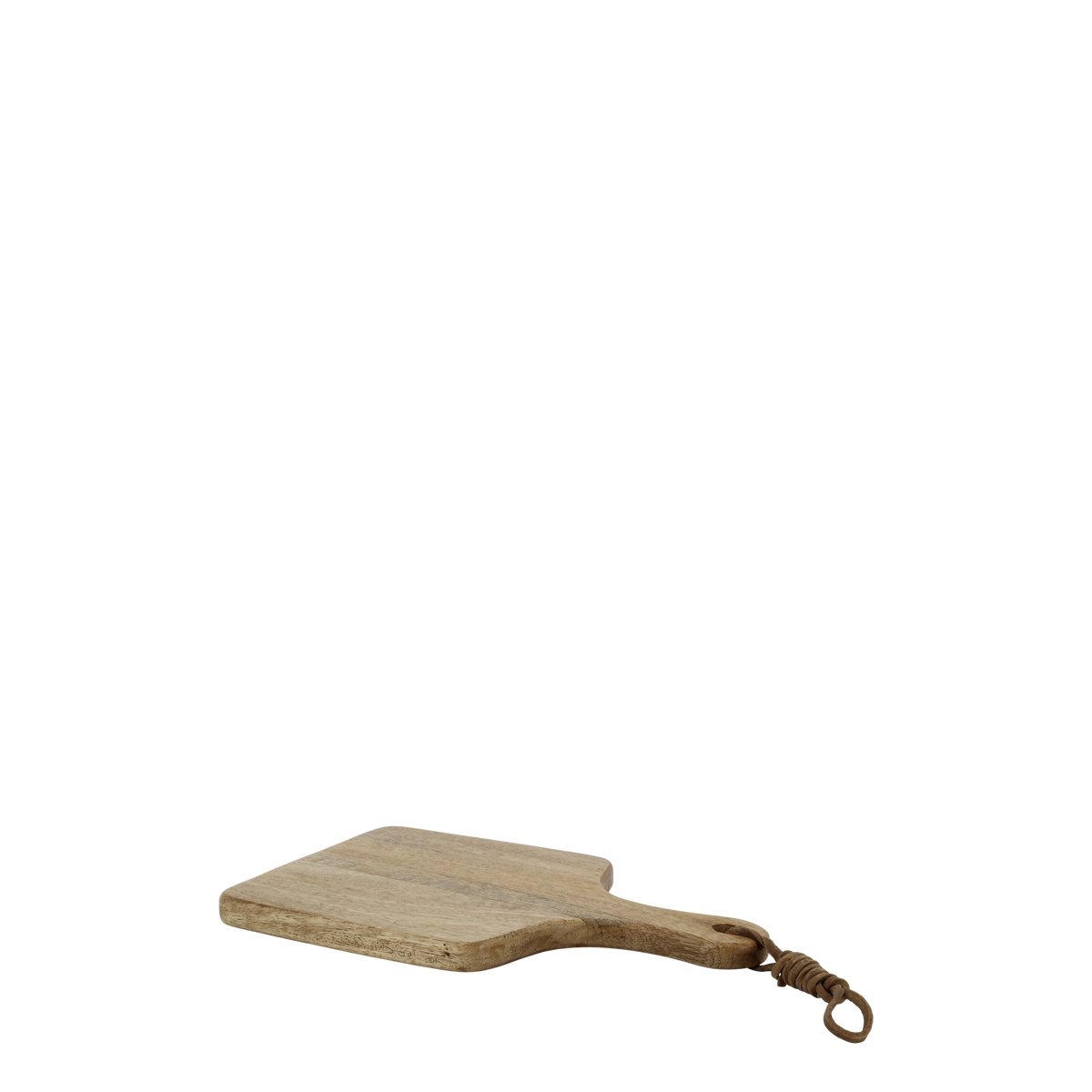 Tapasbrett aus Mangoholz mit Lederband, 25 cm lang