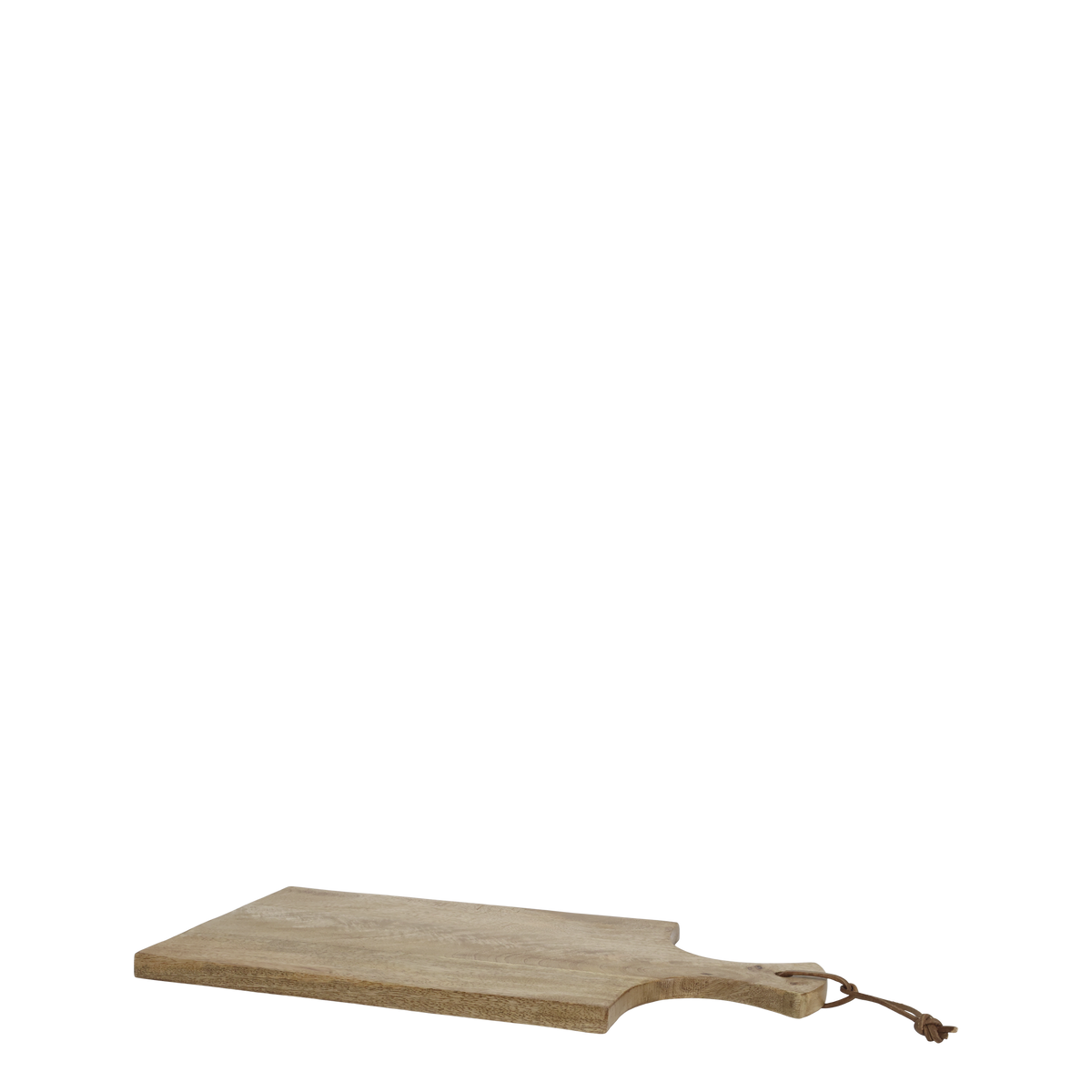 Tapasbrett aus Mangoholz mit Lederband, 45 cm lang