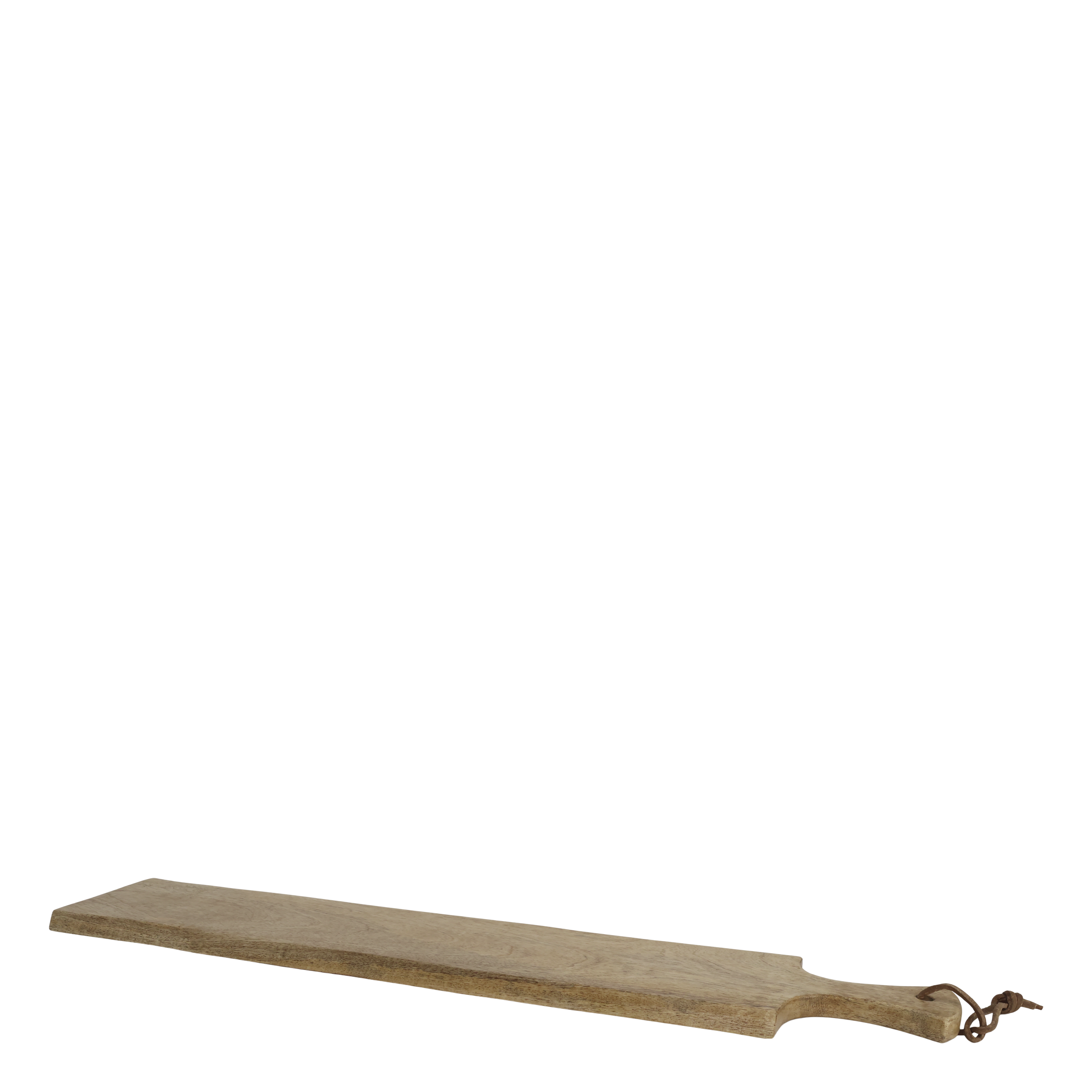 Tapasbrett aus Mangoholz mit Lederband, 70 cm lang