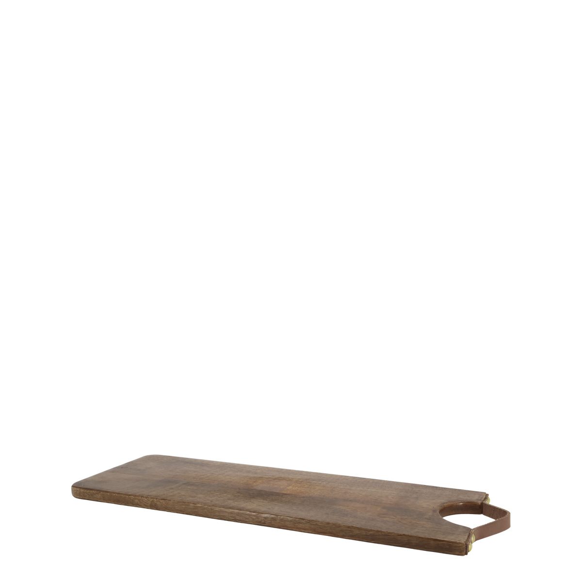 Tapasbrett aus Mangoholz mit Lederband, 48 cm lang