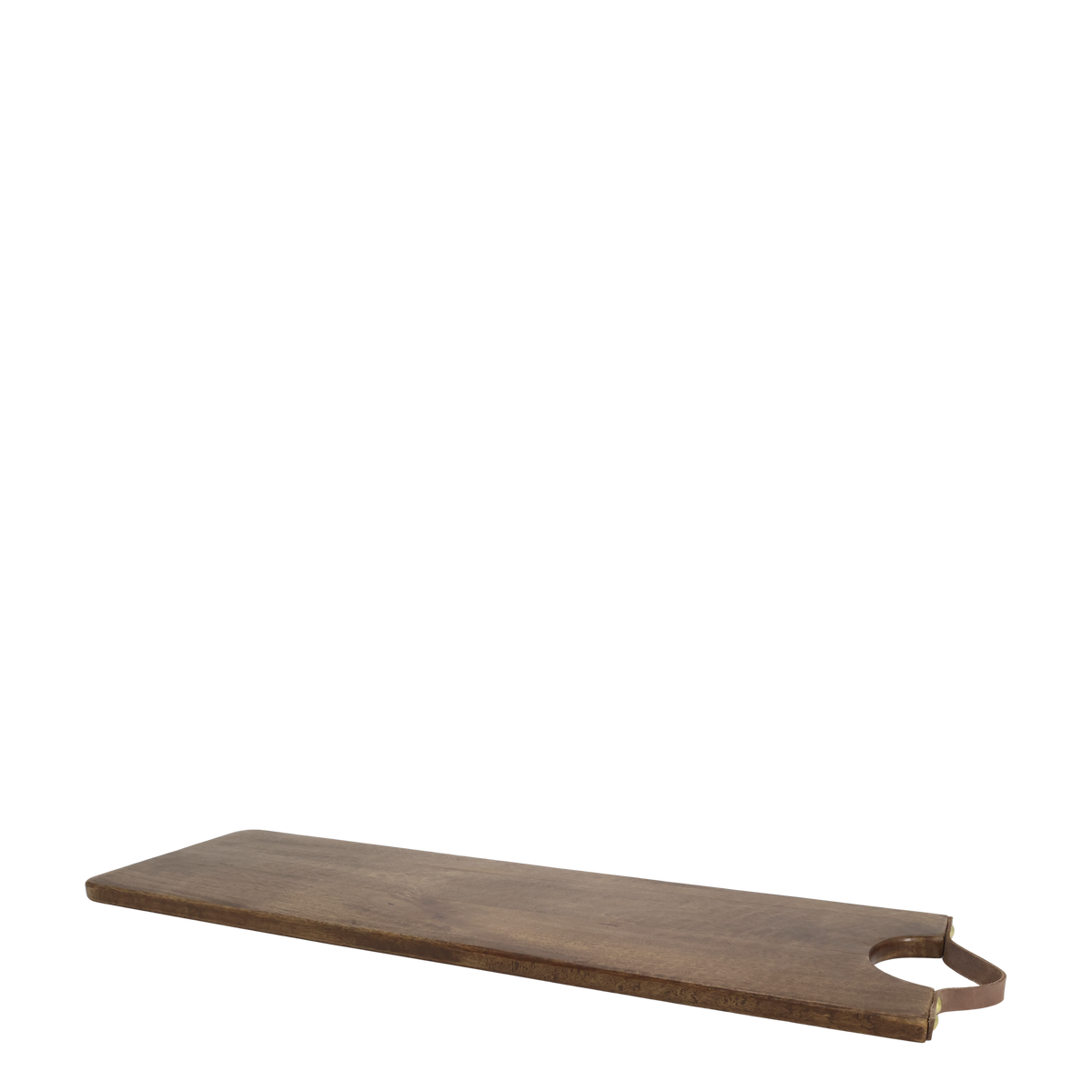Tapasbrett aus Mangoholz mit Lederband, 63 cm lang