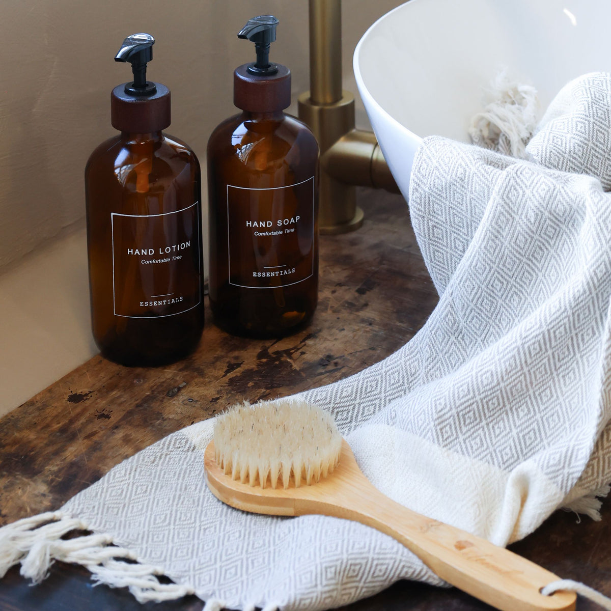 Spenderflasche mit Pumpe für Handlotion, 500 ml, Mokka