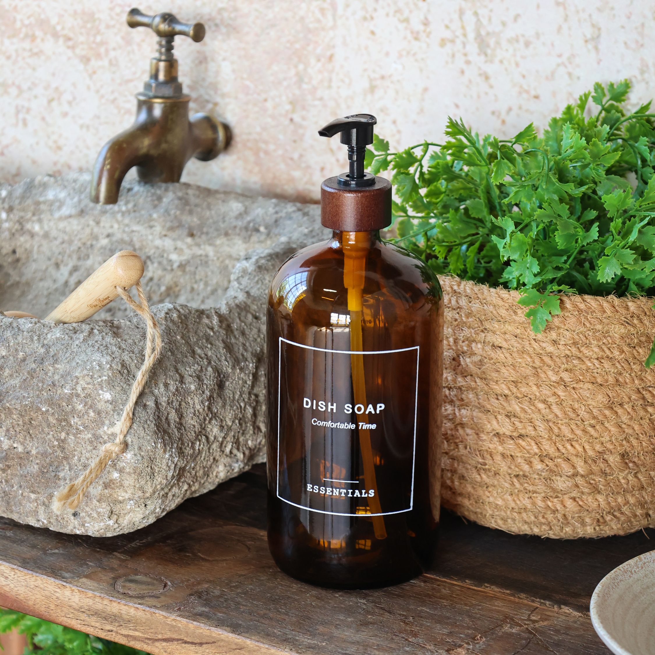 Spülmittelflasche mit Pumpe, 1000 ml, Mokka