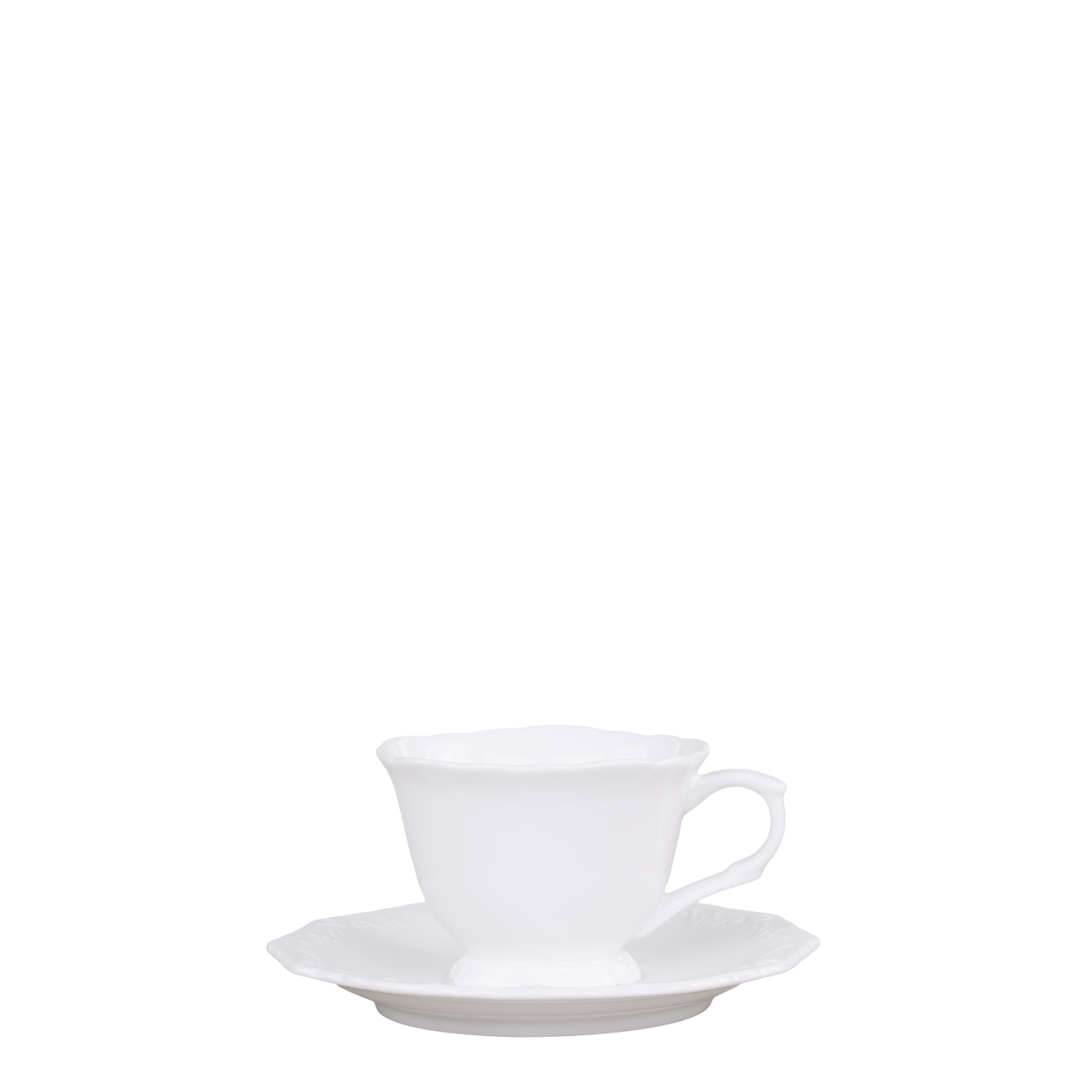 Provence Kaffeetasse mit Untertasse, Porzellan, 9,5 cm, weiß
