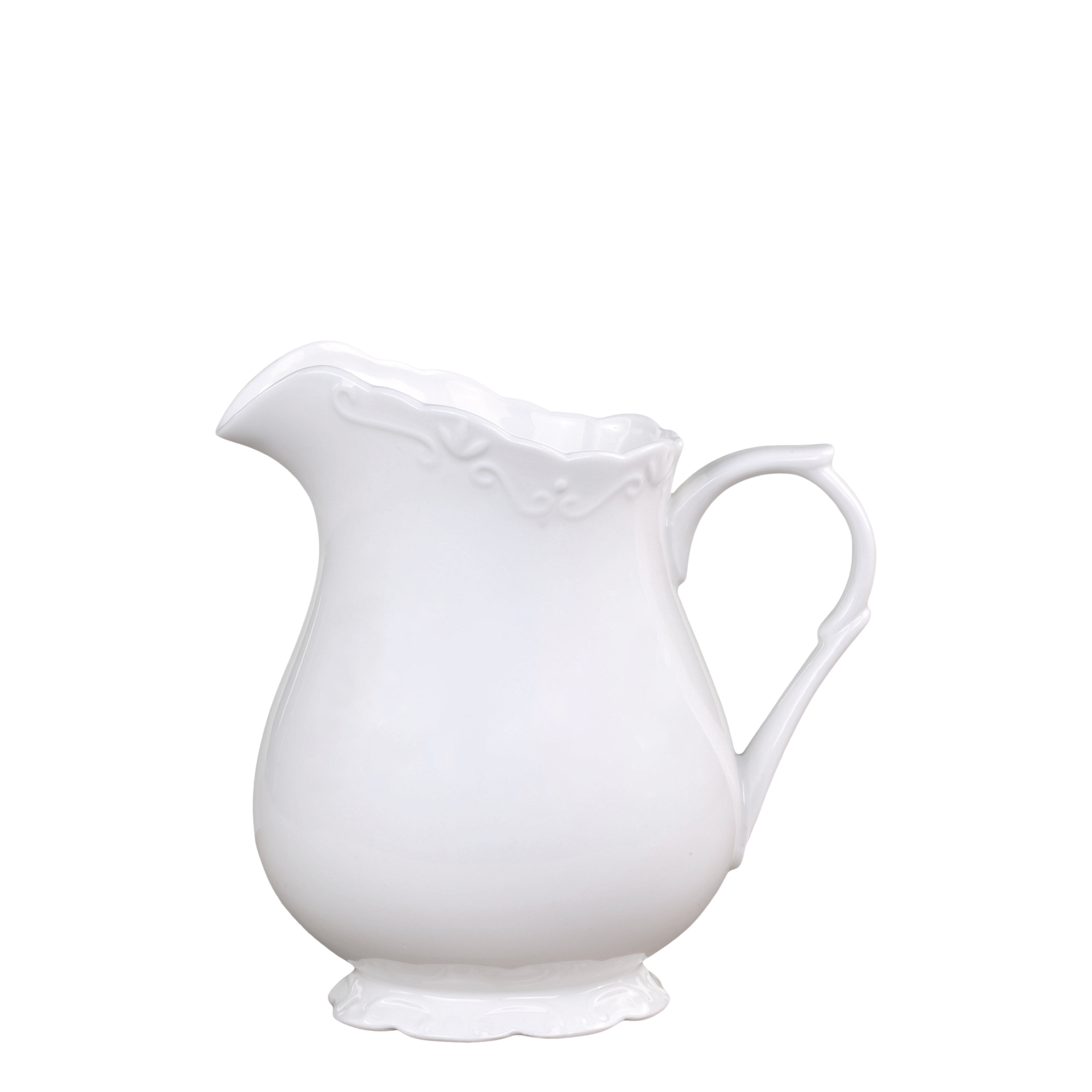 Provence Kanne aus Porzellan, 18 cm hoch, weiß