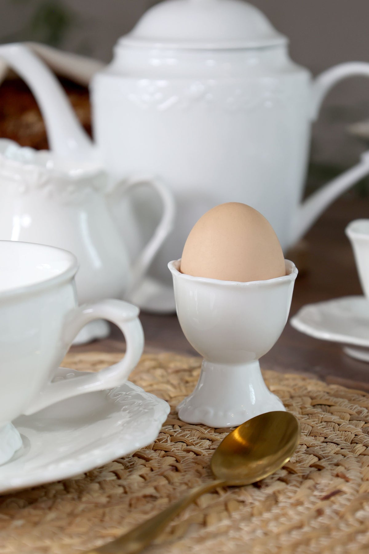 Provence Eierbecher aus Porzellan, 6 cm hoch, weiß