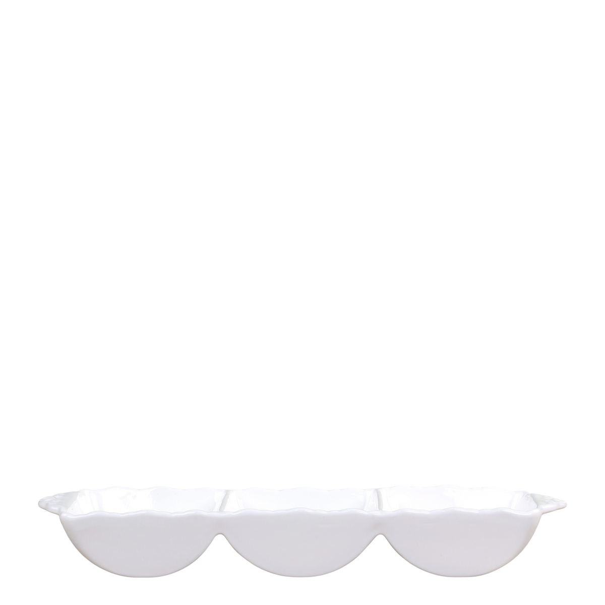 Deko Tablett mit 3 Fächern aus Porzellan, 33 cm lang