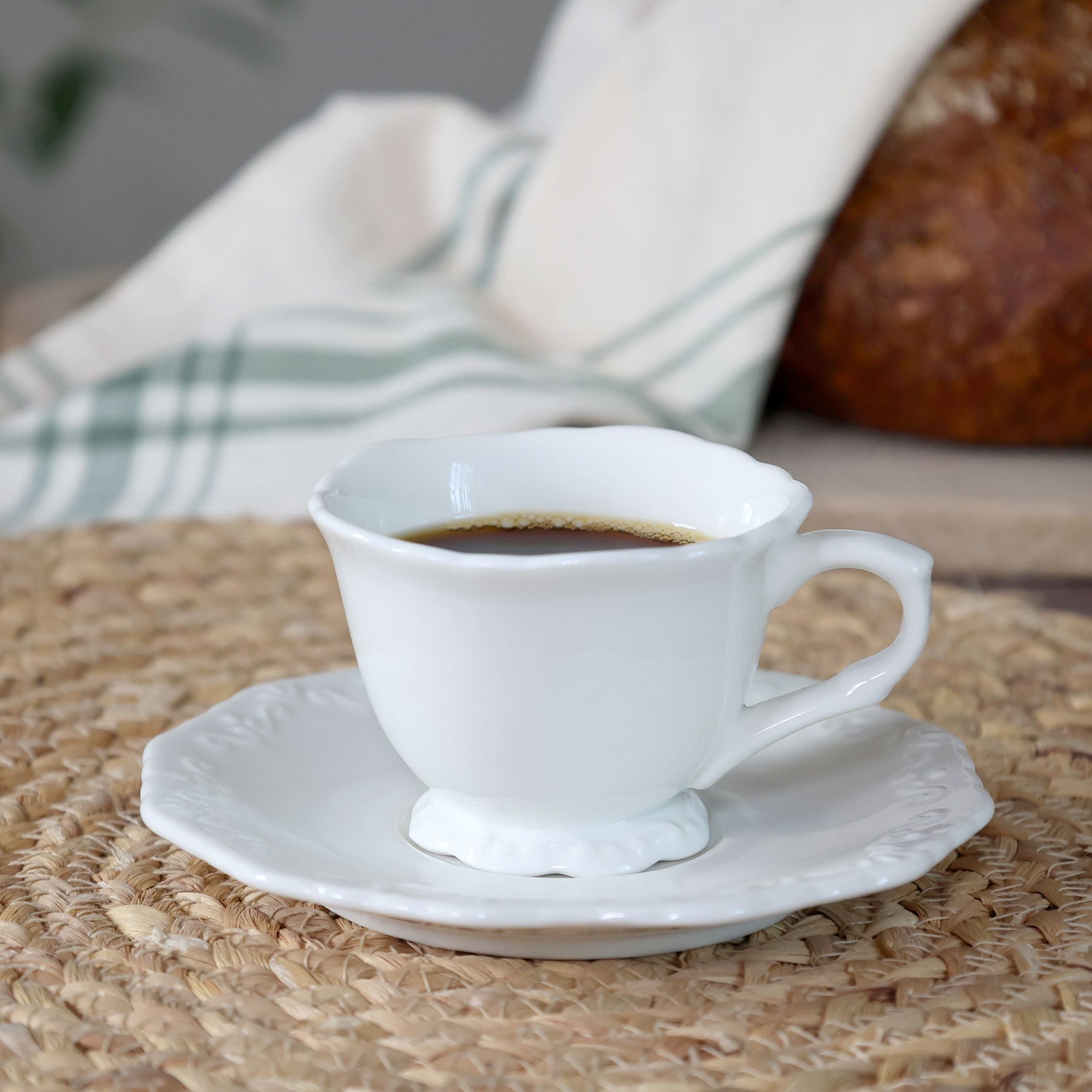 Espresso Tasse mit Untertasse, Porzellan, 10 cl, weiß