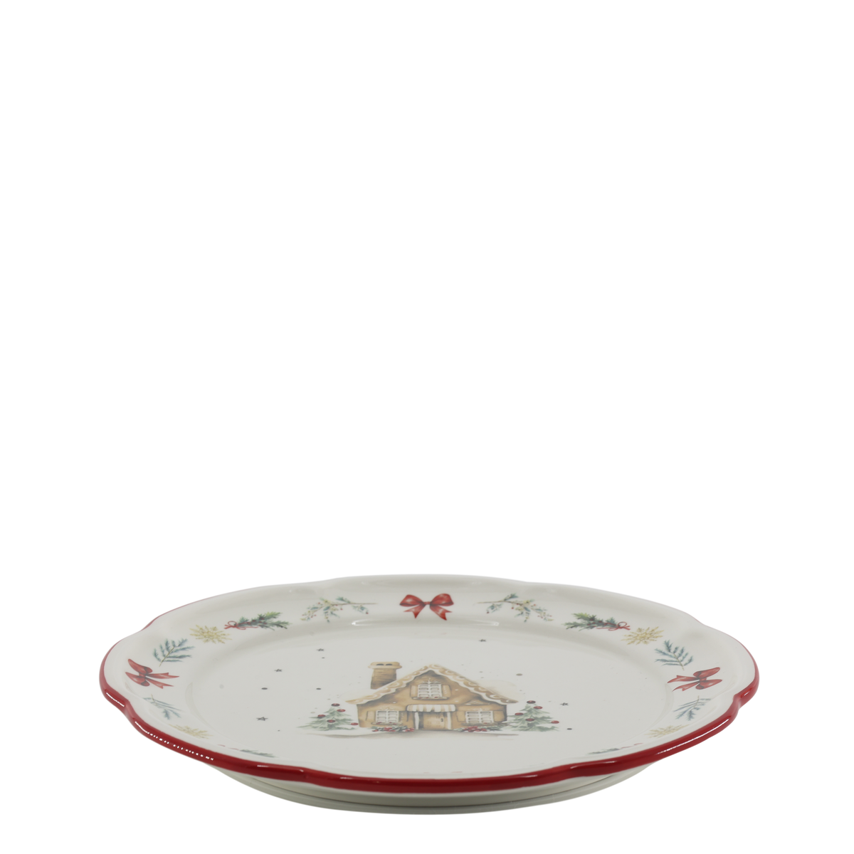Chalet de Noël Frühstücksteller, 20,5 cm, Kirschrot