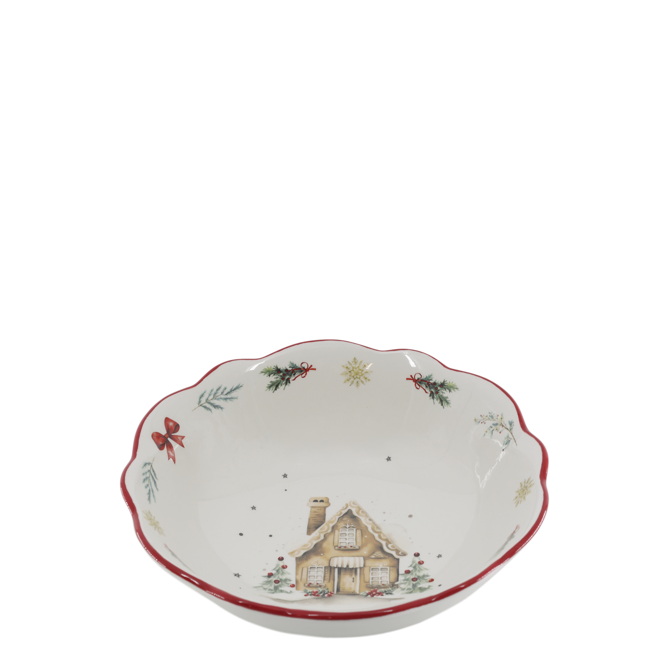 Chalet de Noël Schüssel aus Dolomit, 14 cm, Kirschrot